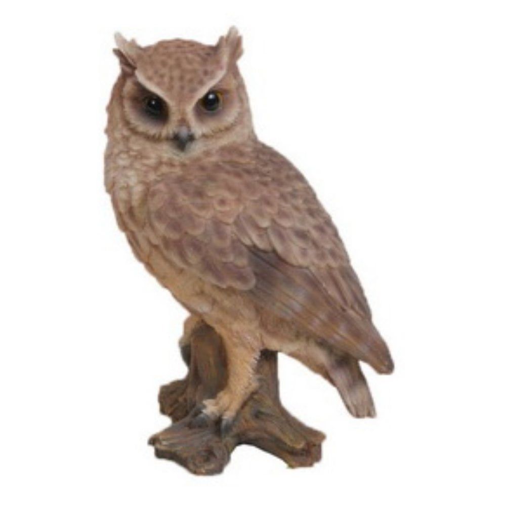 Small Brown Polyresin Screech Owl on Stump Statue