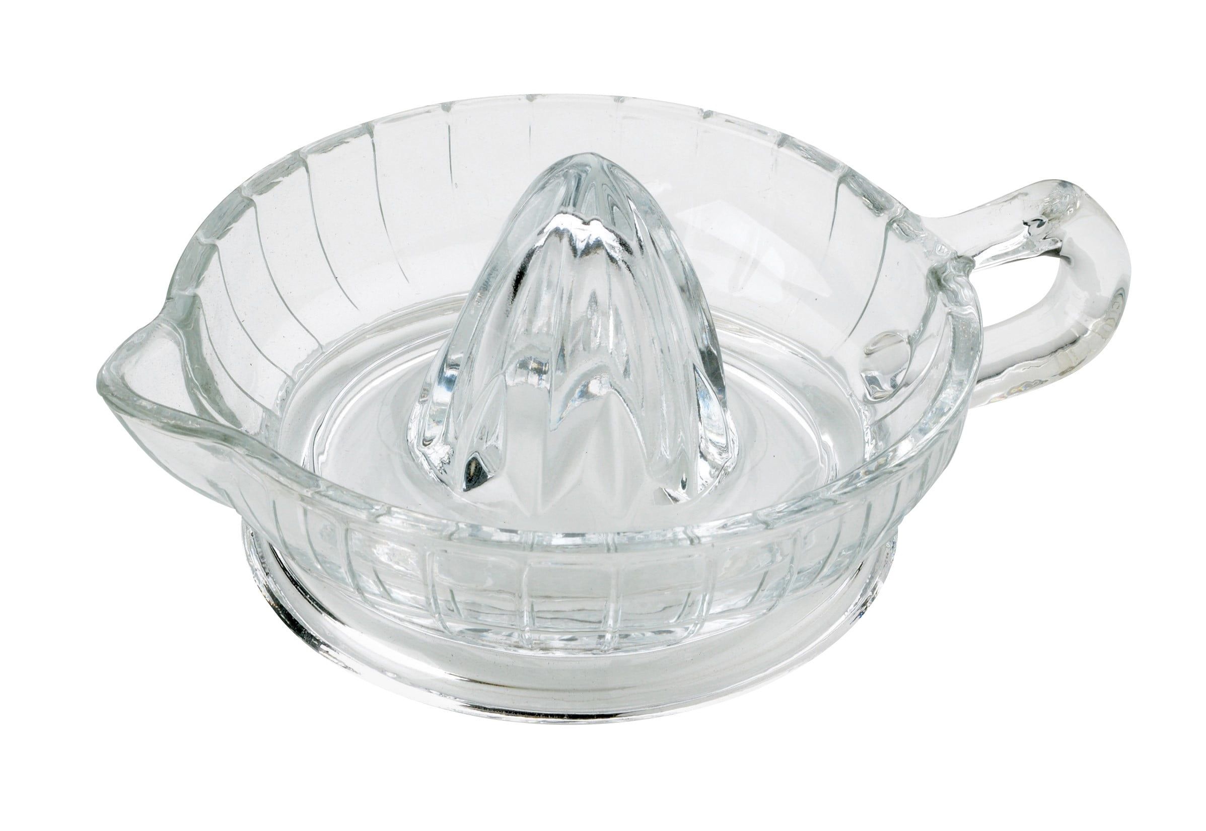 Clear Heavyweight Glass Citrus Juicer with Handle and Spout