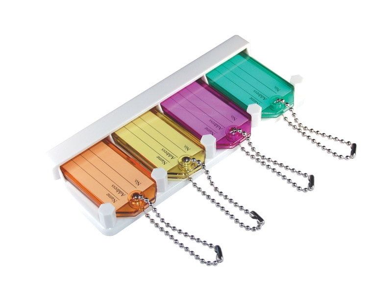 Assorted Color Plastic and Metal Key Holder with Labels