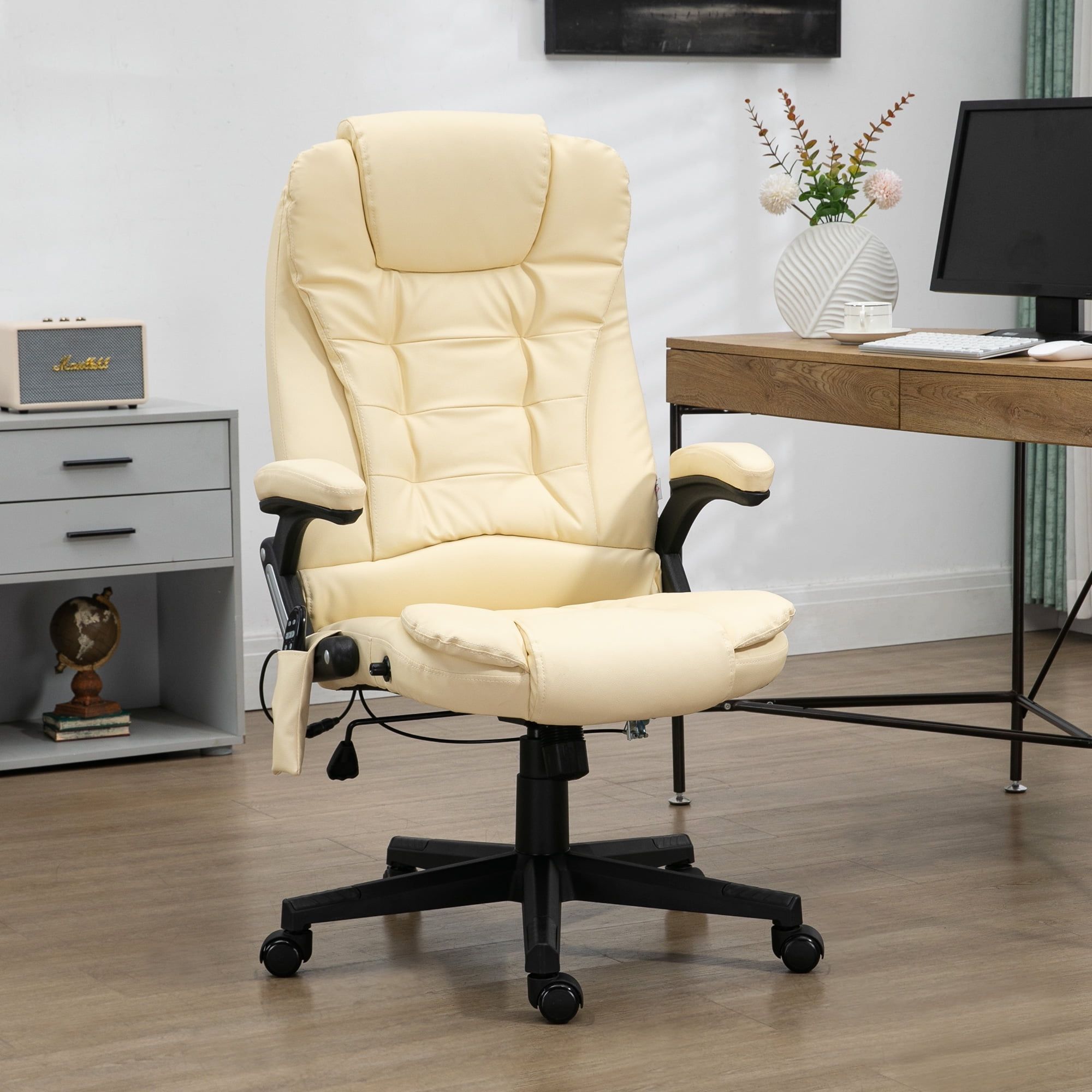 White High Back Leather Executive Swivel Office Chair