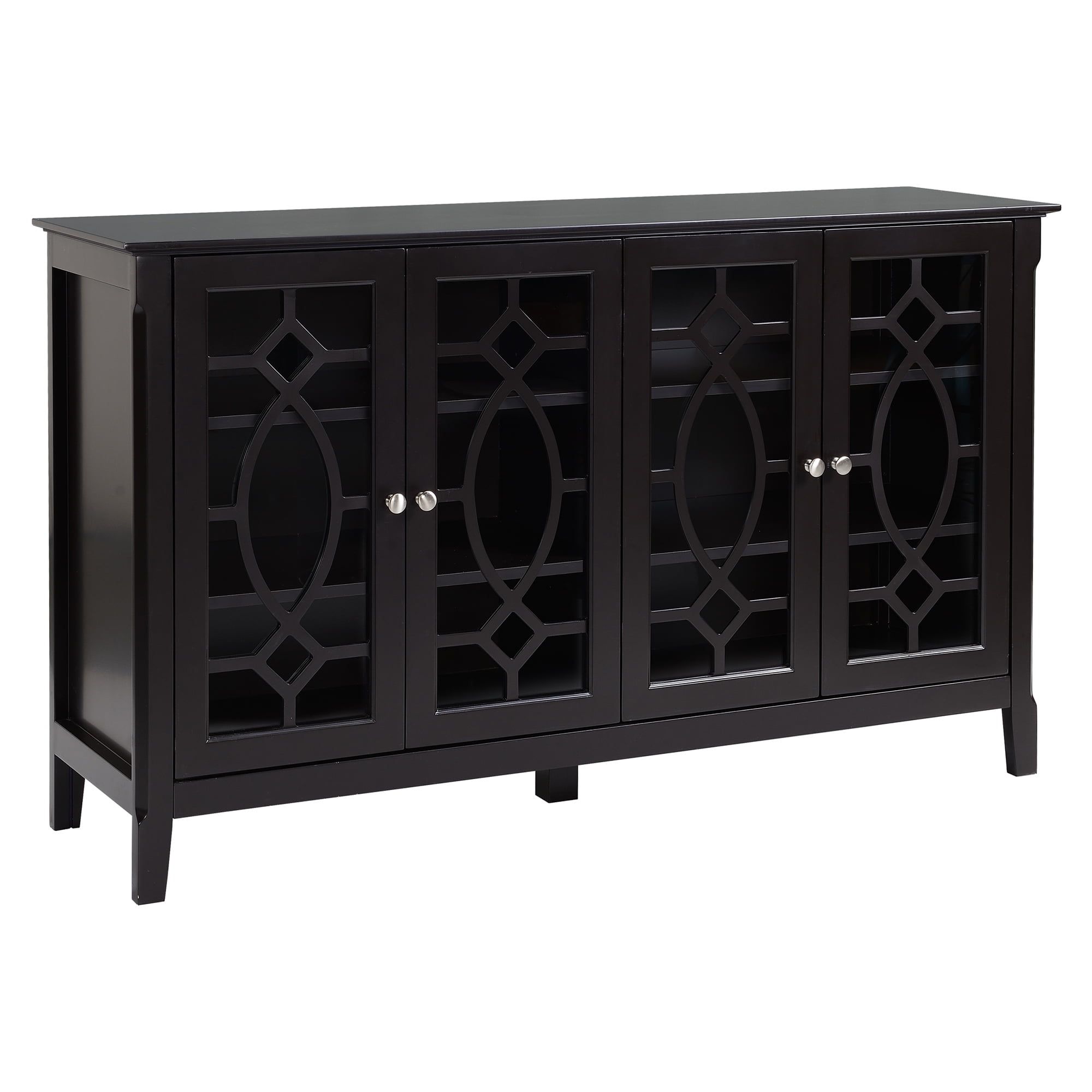 Espresso Glass Door Sideboard Buffet Cabinet with Adjustable Shelves