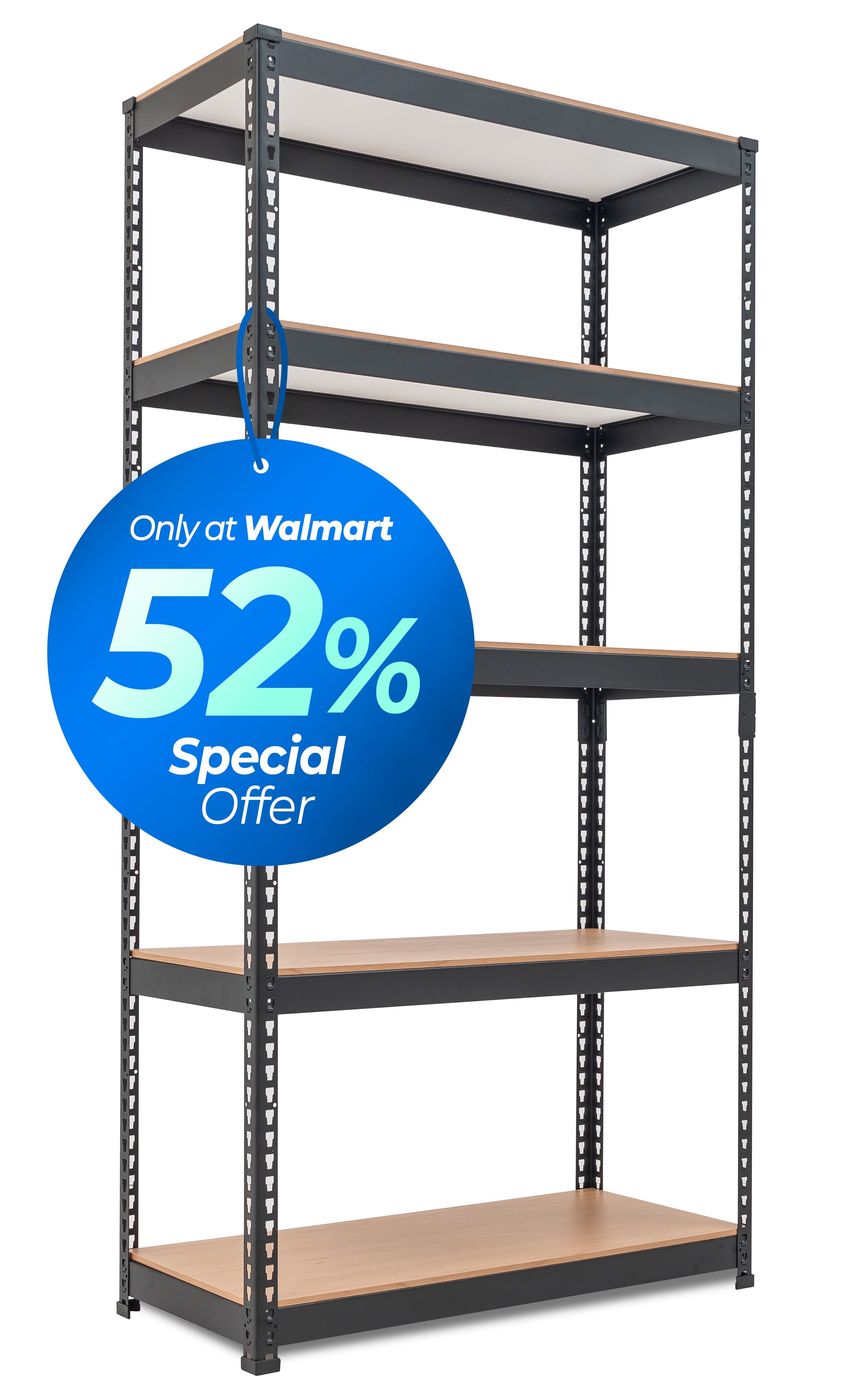 Black Laminated 5-Tier Steel Garage Storage Shelving Unit