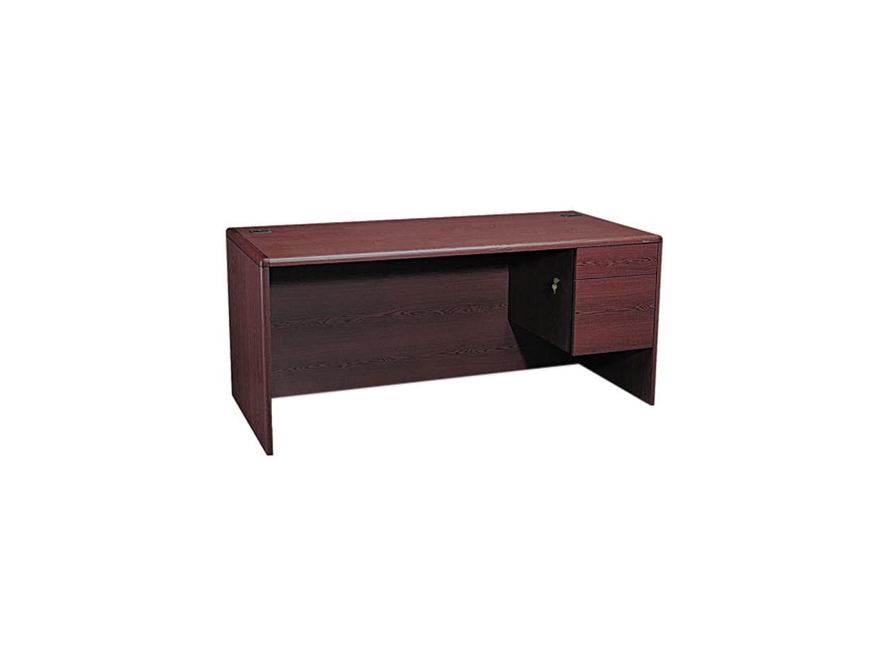 Executive Mahogany Corner Desk with Drawer and Filing Cabinet 66"x30"