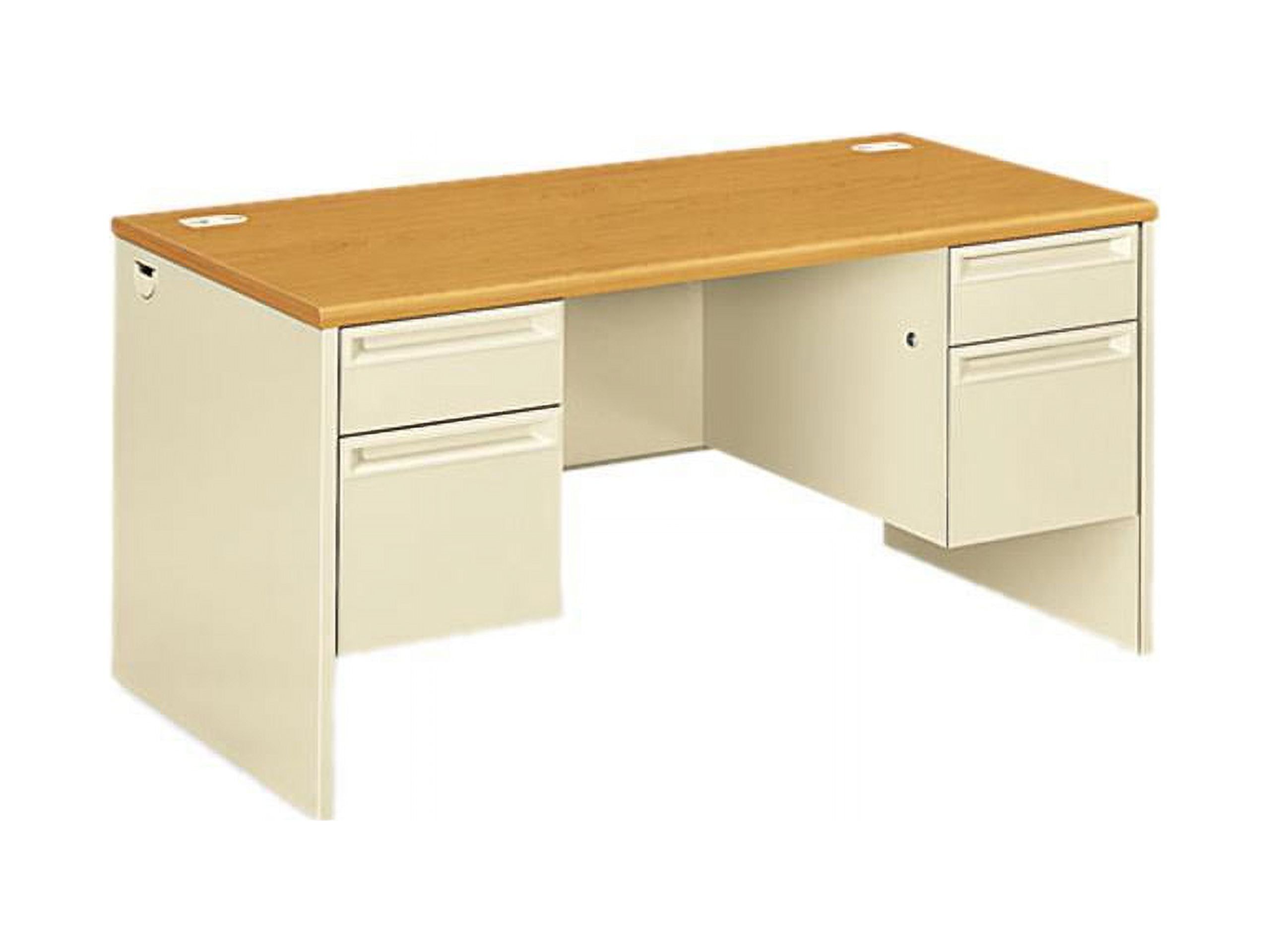 Executive Harvest Putty 60" Steel Desk with Lockable Drawers