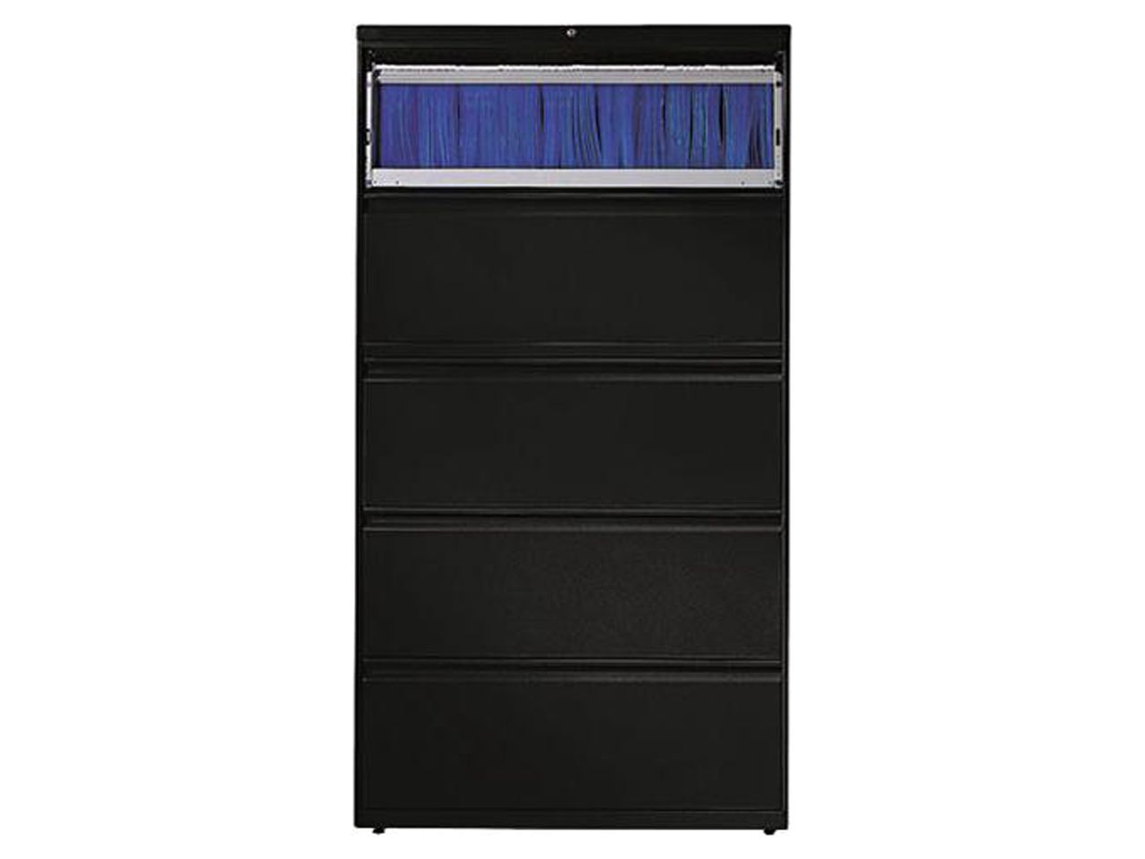 Black Steel 5-Drawer Lockable Lateral Filing Cabinet