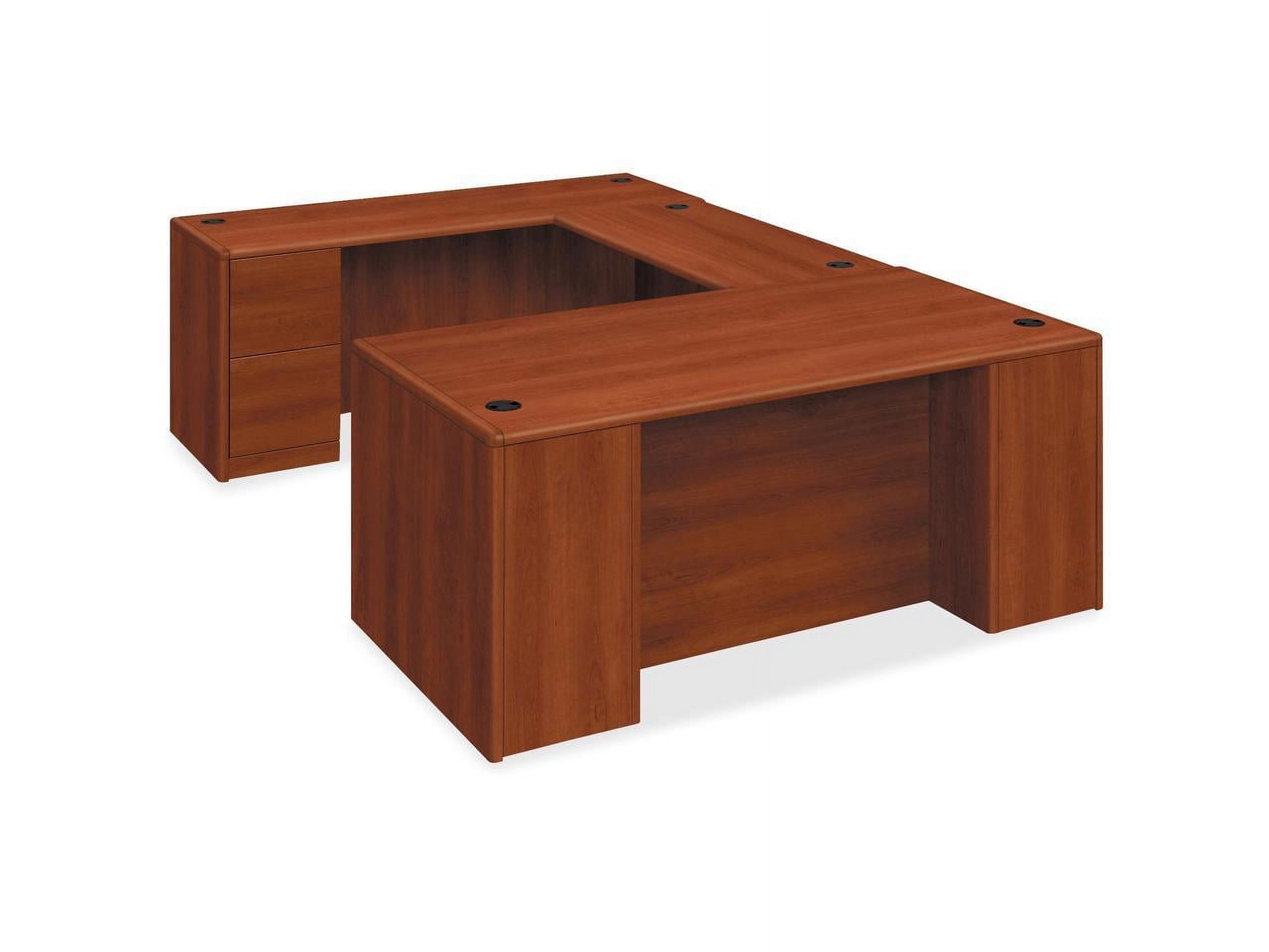 Executive Cognac Wood Desk with Drawer & Filing Cabinet, 72x36