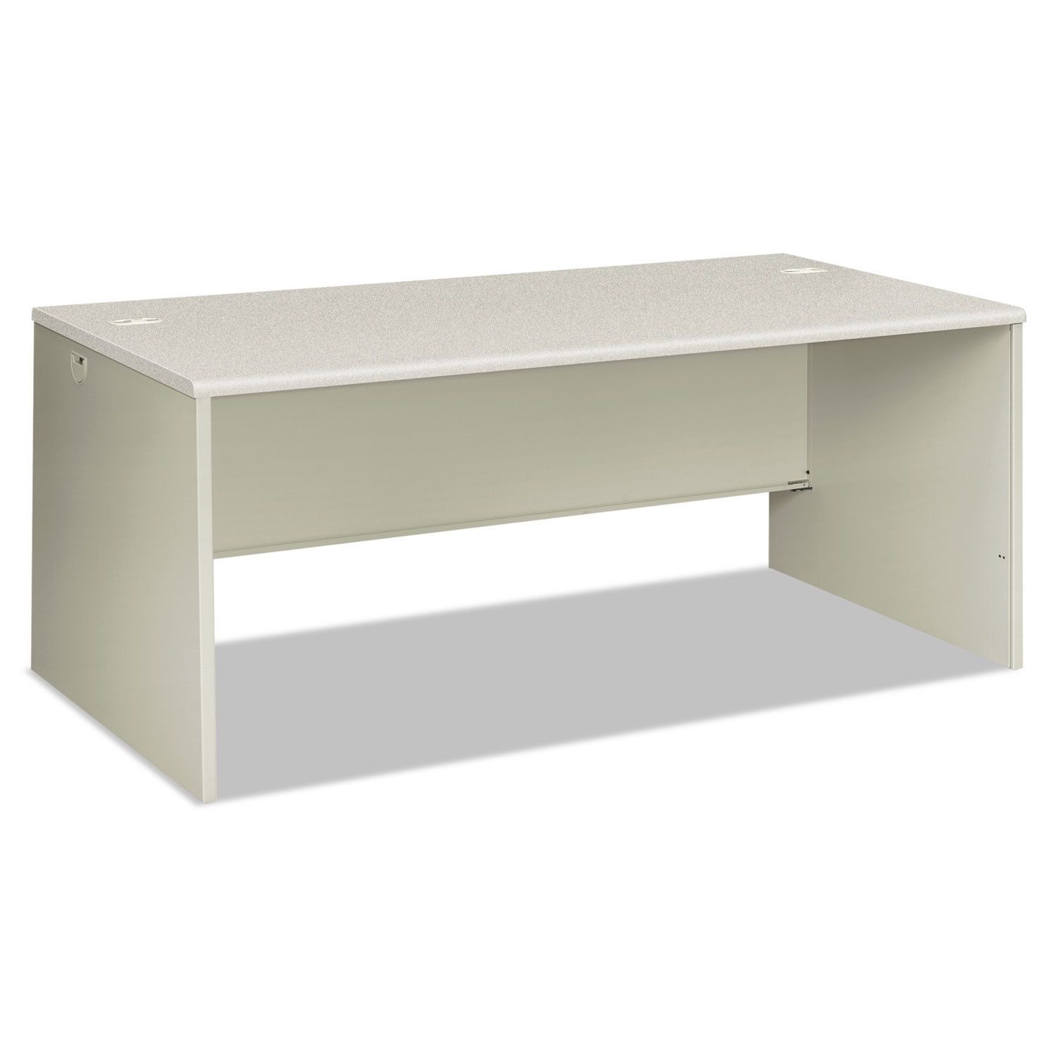 Modern Gray 76'' Office Desk with Filing Drawer and Cable Management