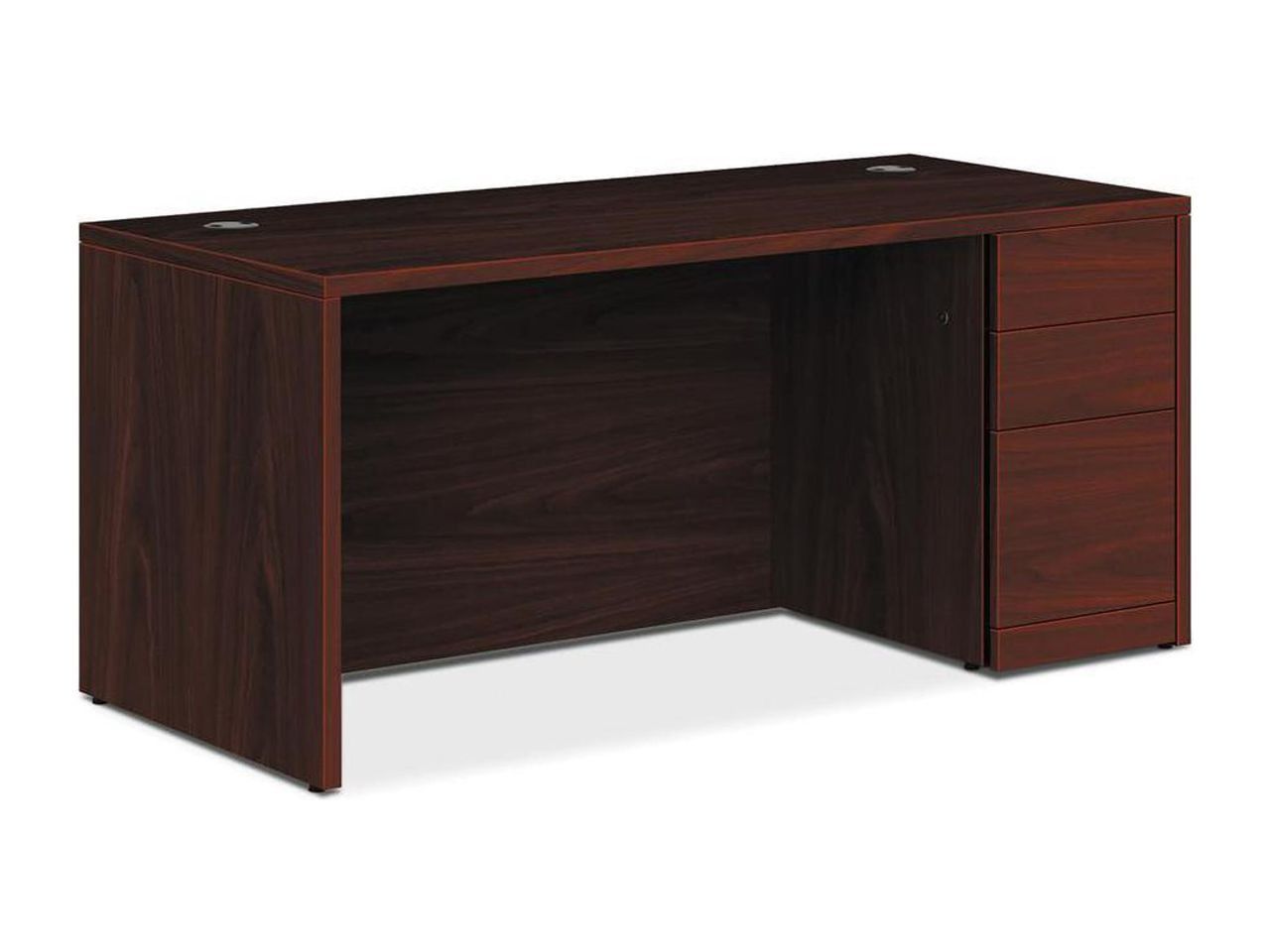 Mahogany Laminate Wood Office Pedestal Desk with Filing Cabinet