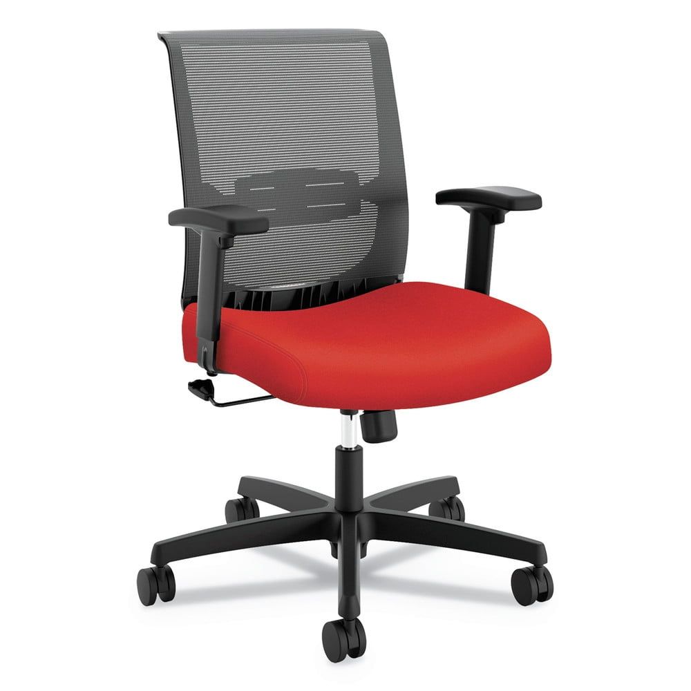 Adjustable Black Mesh & Fabric Task Chair with Lumbar Support