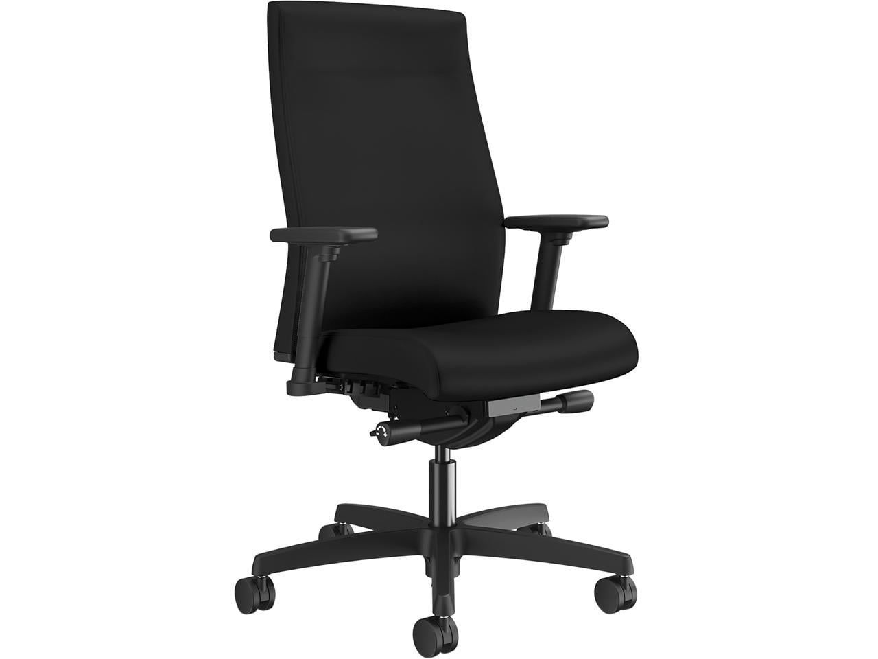 Black Vinyl Adjustable Arm Mid-Back Task Chair