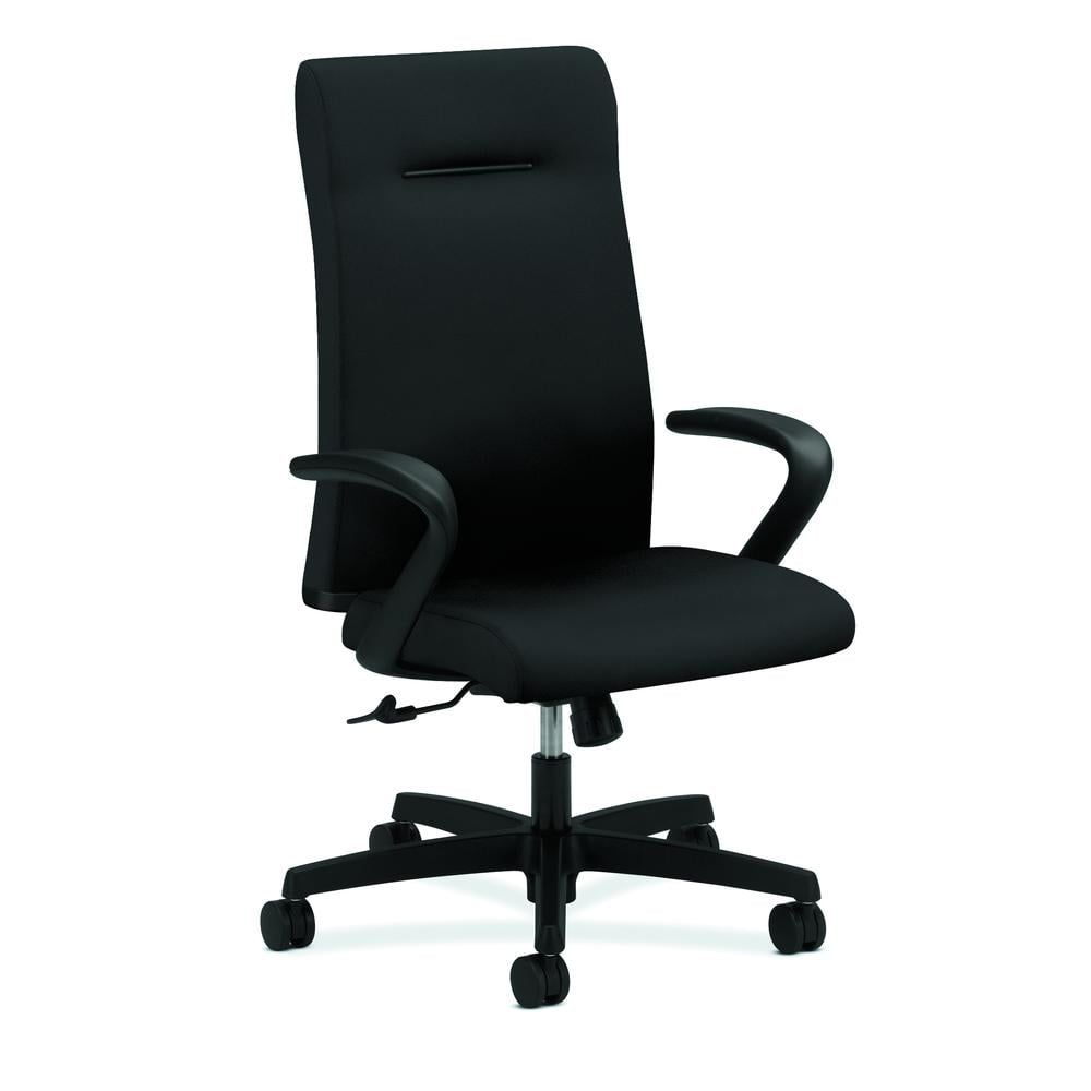 Black Fabric High-Back Executive Swivel Chair with Fixed Arms