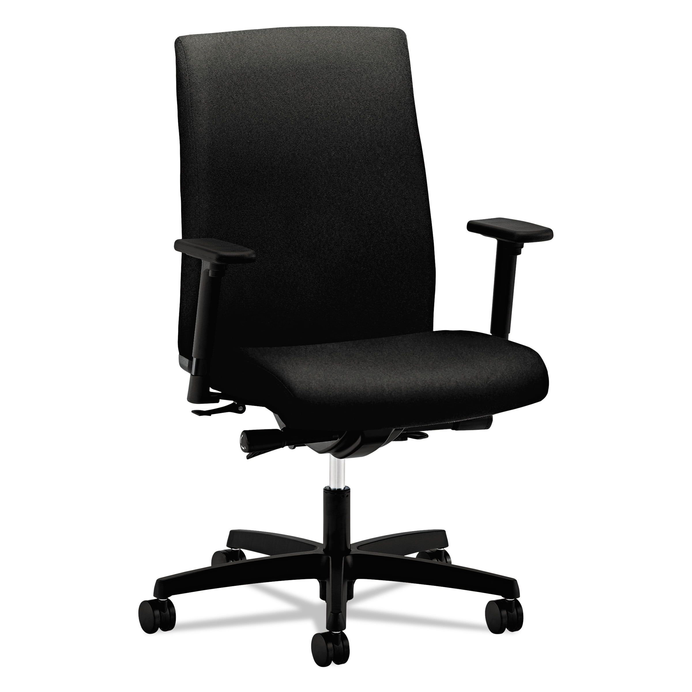 Black Adjustable Fabric Task Chair with Swivel and Armrests