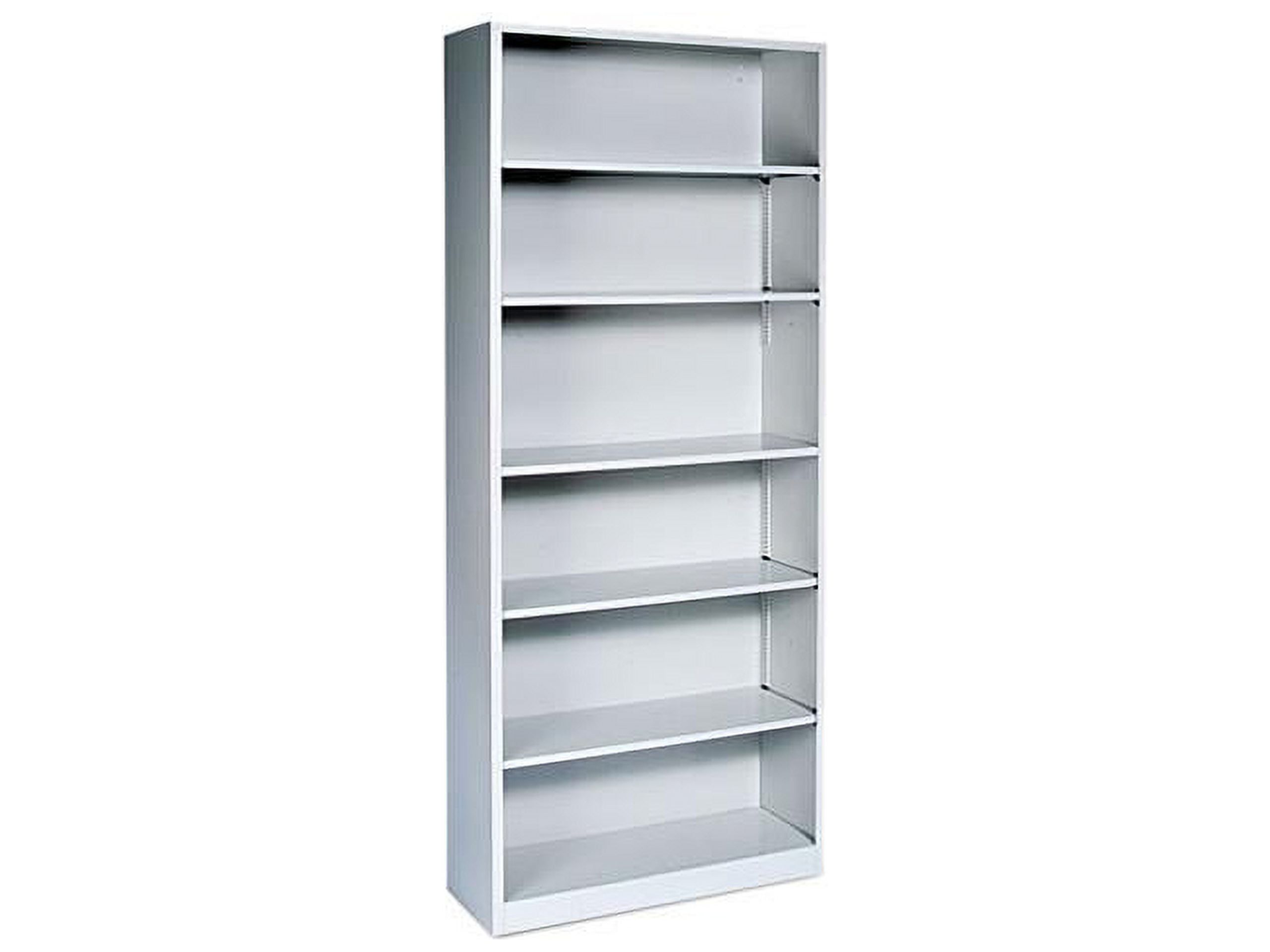 Adjustable Light Gray Steel 6-Shelf Bookcase