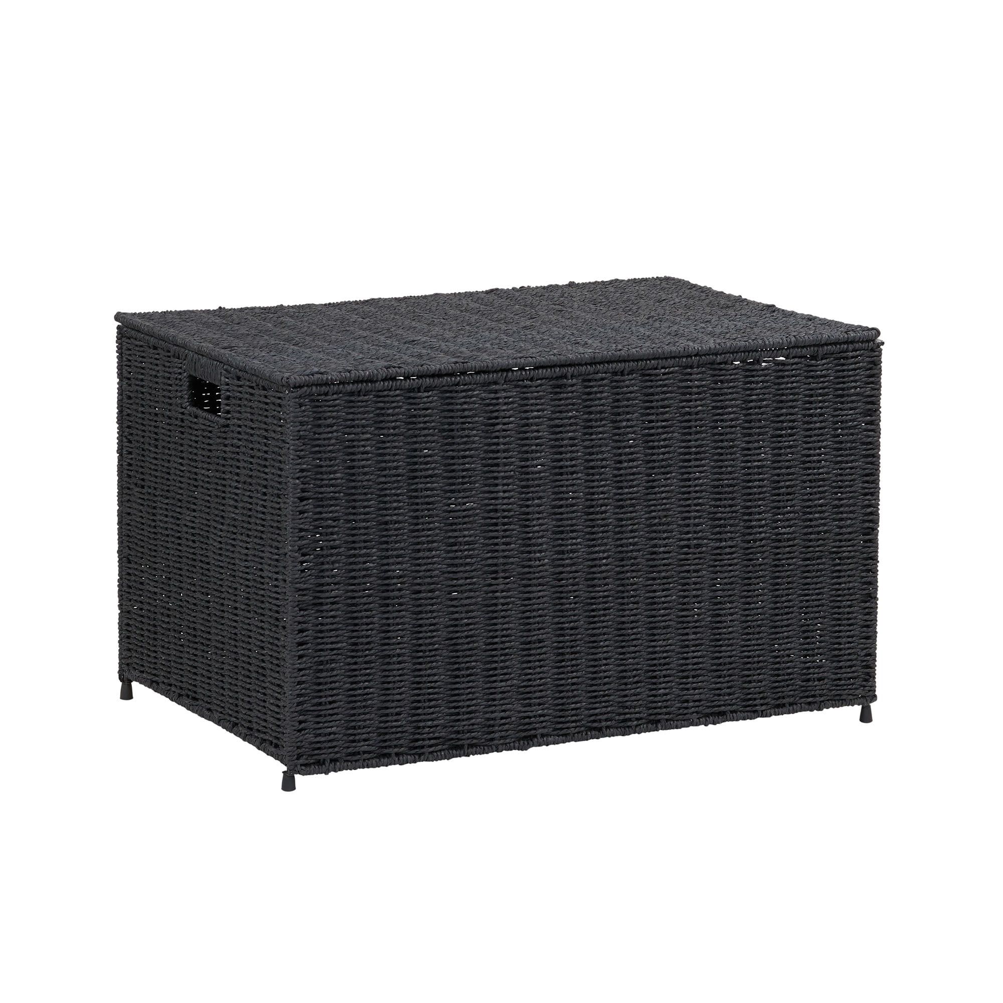 Large Black Woven Paper Rope Storage Chest