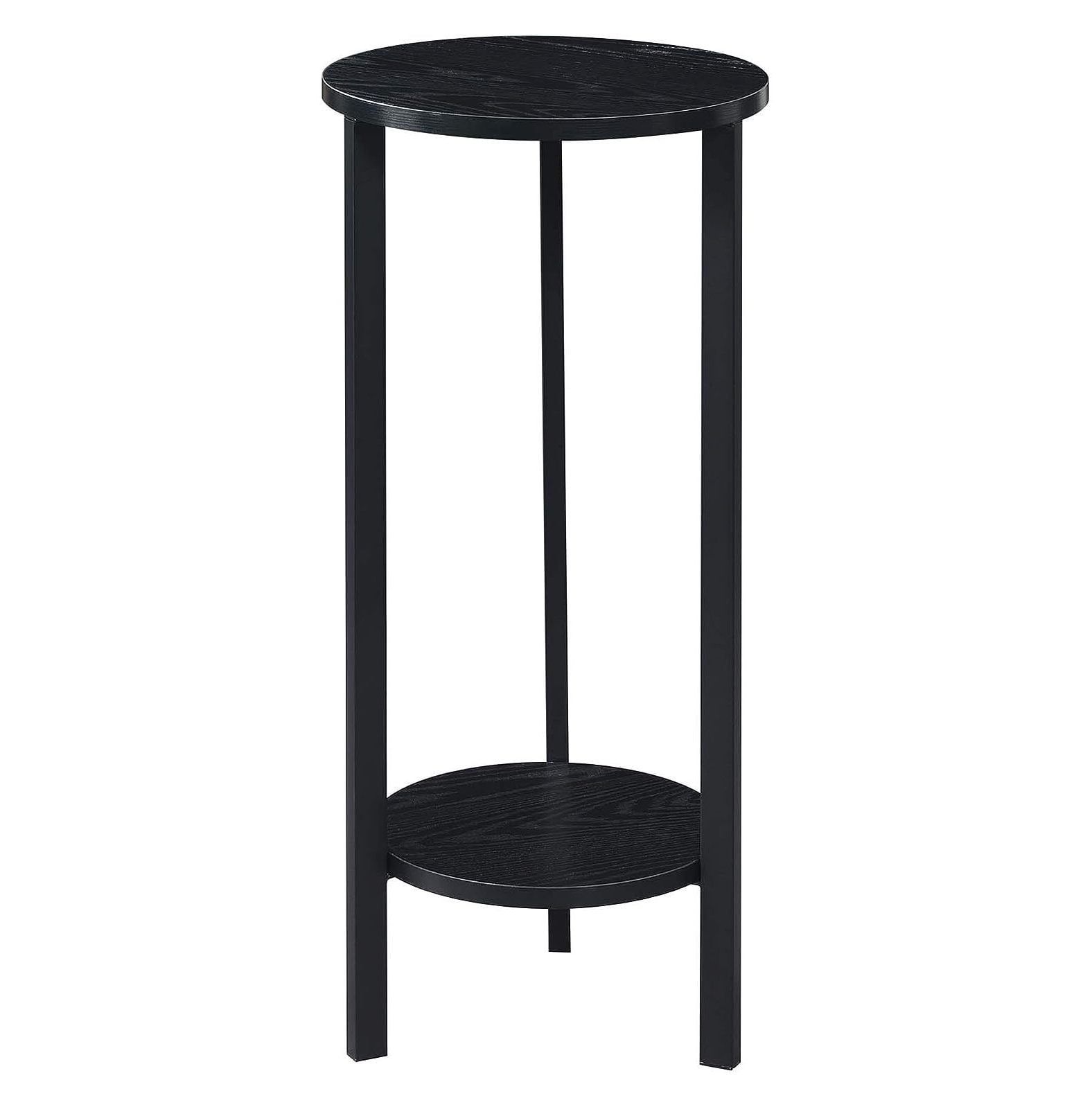 Modern Graystone 31" Black 2-Tier Metal & Particleboard Plant Stand