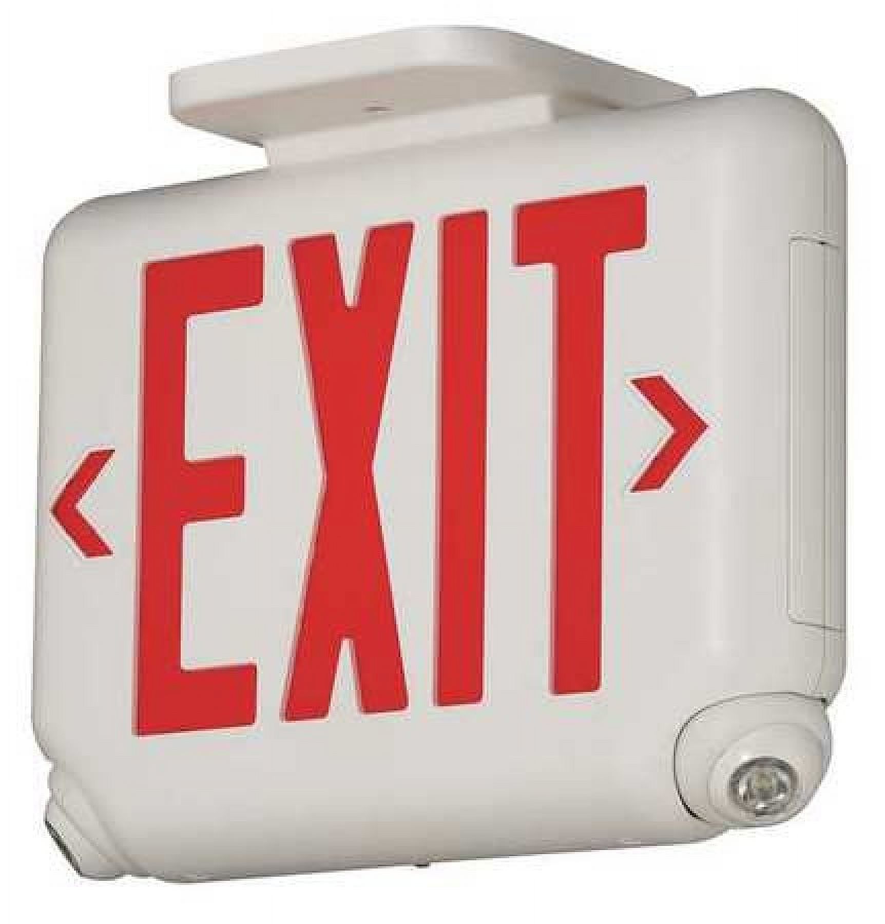 White LED Exit Sign with Emergency Lights and Red Letters