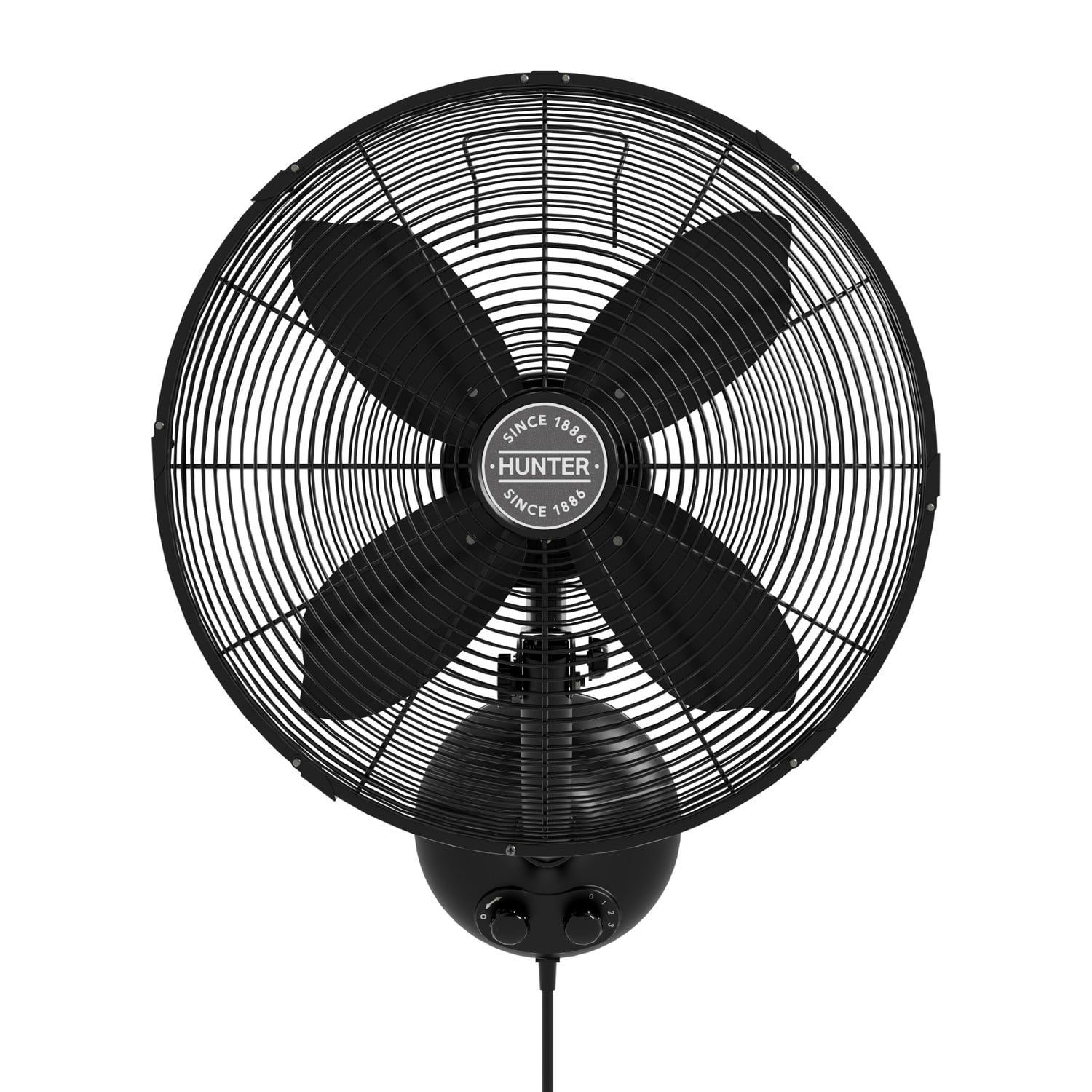 Matte Black 16-Inch Oscillating Wall Mounted Fan with Adjustable Head