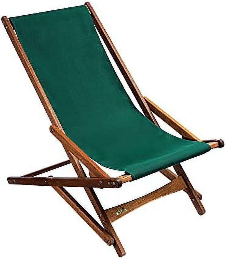 Compact Foldable Keruing Wood Glider Chair in Forest Green