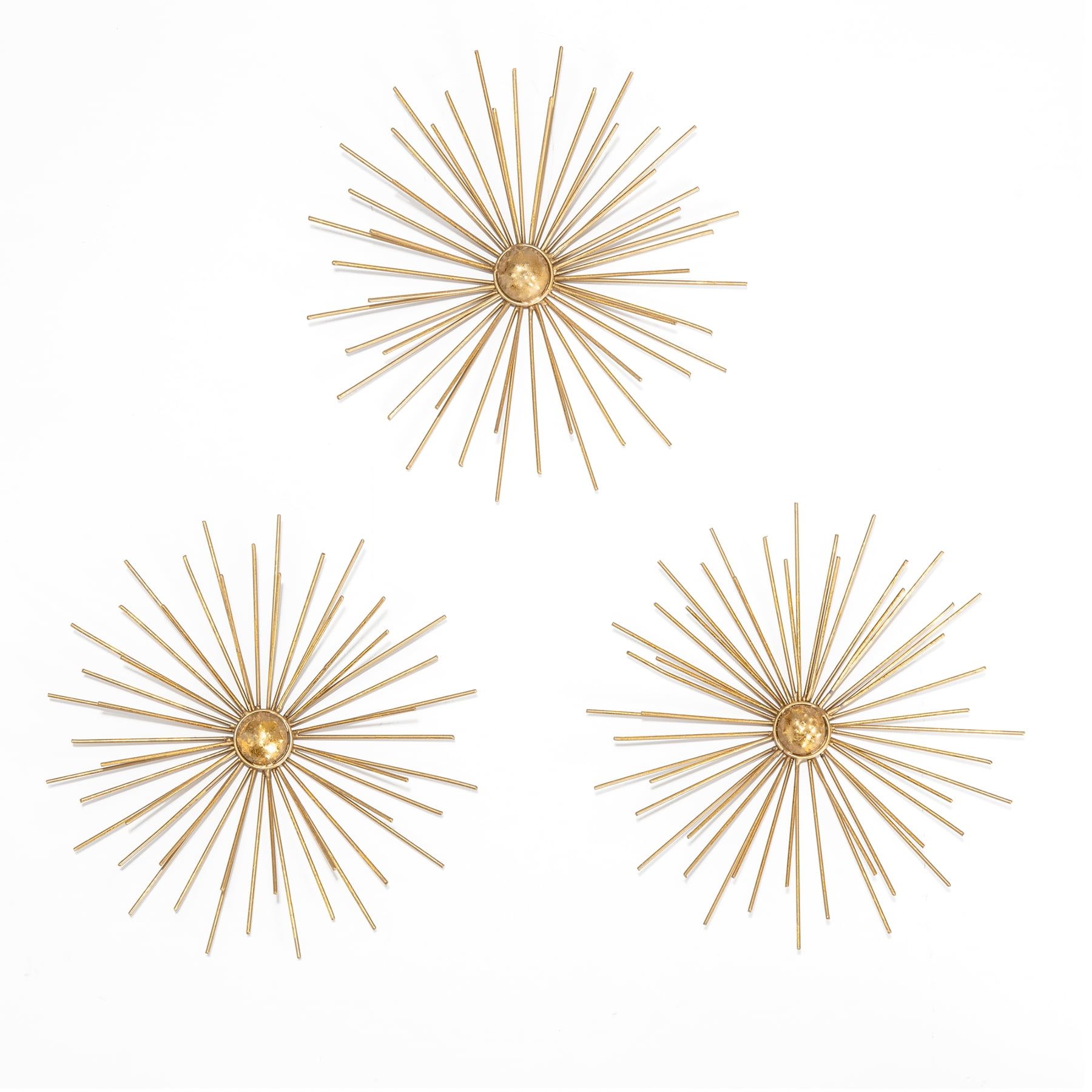 Gold Starburst Modern Metal Wall Sculpture Set