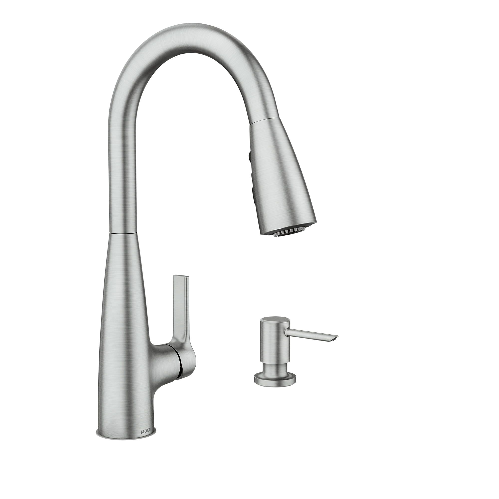 Haelyn Stainless Steel Single-Handle Pull-Down Kitchen Faucet with Soap Dispenser