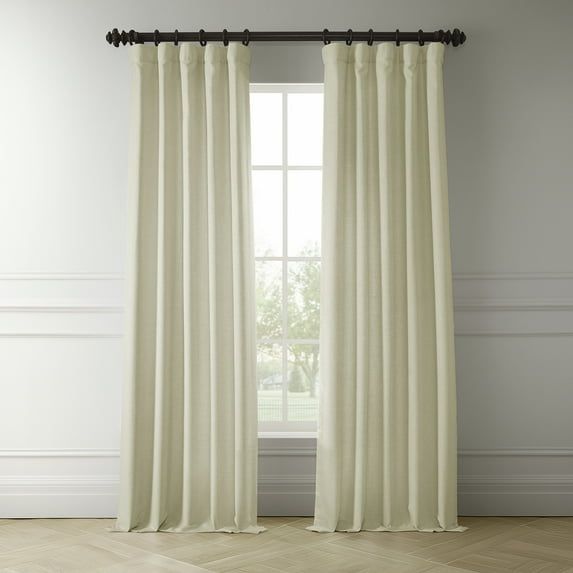Gravity Ivory 108" Faux Linen Room Darkening Curtain Panel