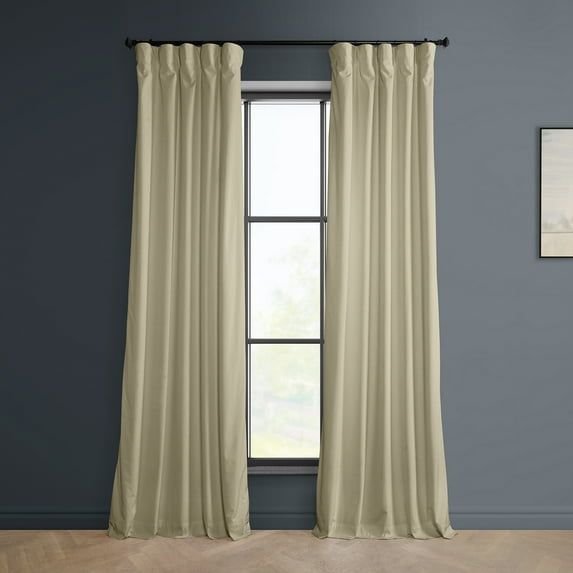 Macchiato Beige Velvet Room Darkening Curtain Panel, 50" x 120"