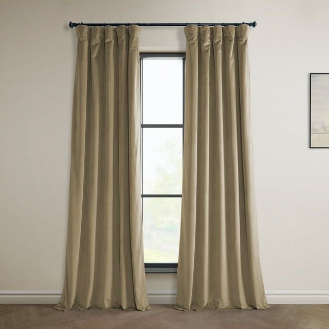Museum Taupe Velvet Room-Darkening Window Panel, 50" x 120"