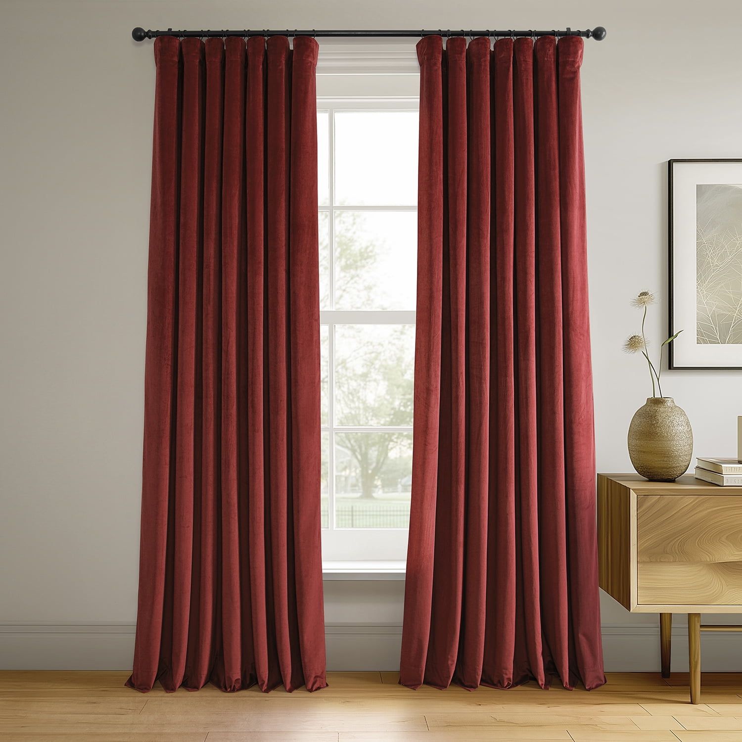 Burgundy Velvet Blackout Window Panel 50" x 108"