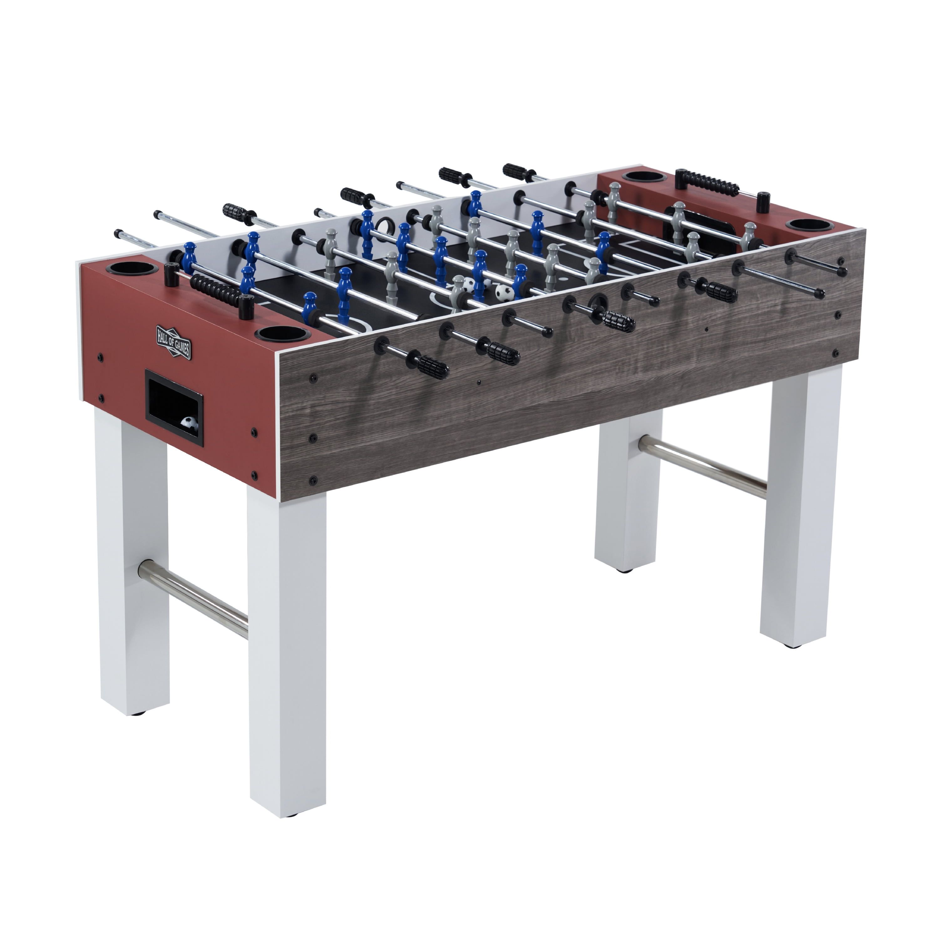 Lynx 50" Gray and Red Foosball Table with Stainless Steel Support