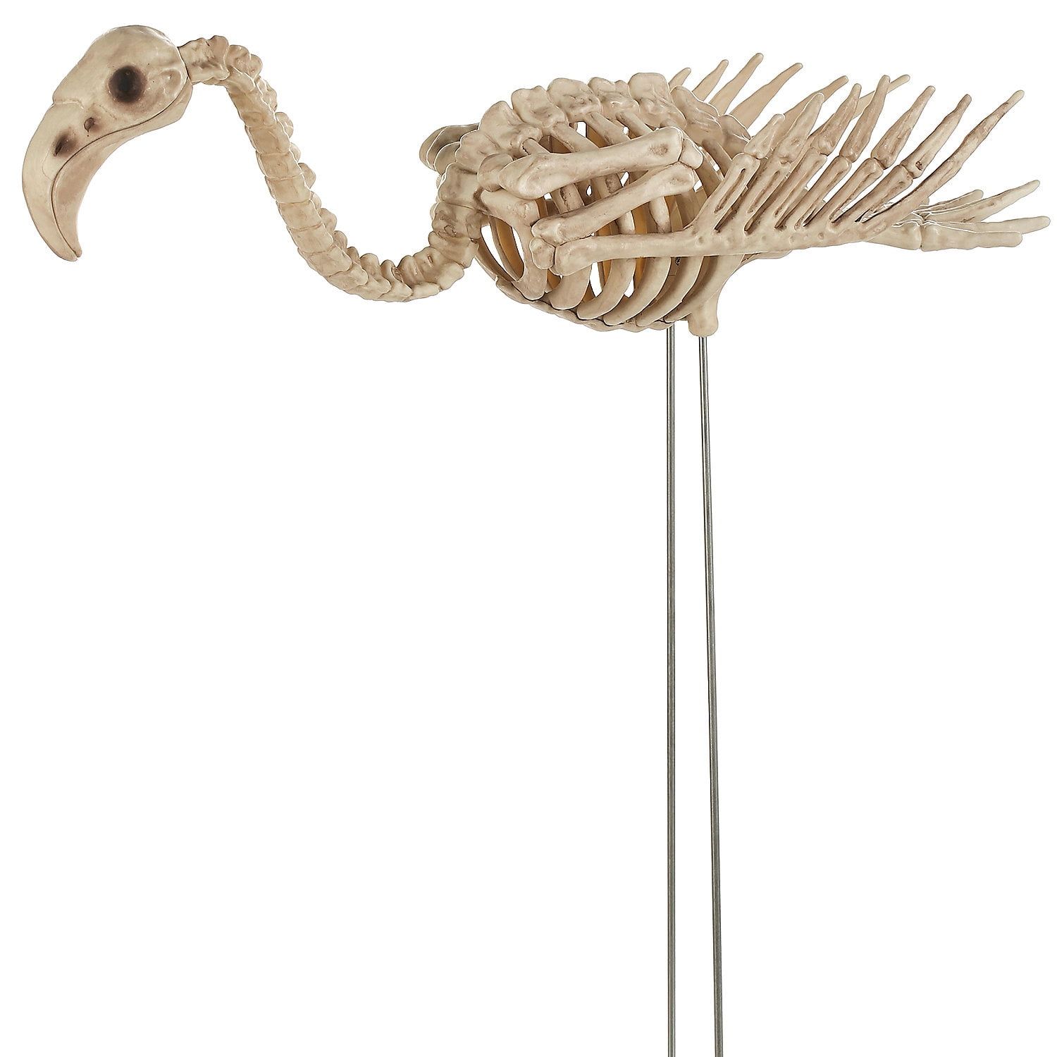 Off-White 29" Plastic Flamingo Skeleton Yard Decor