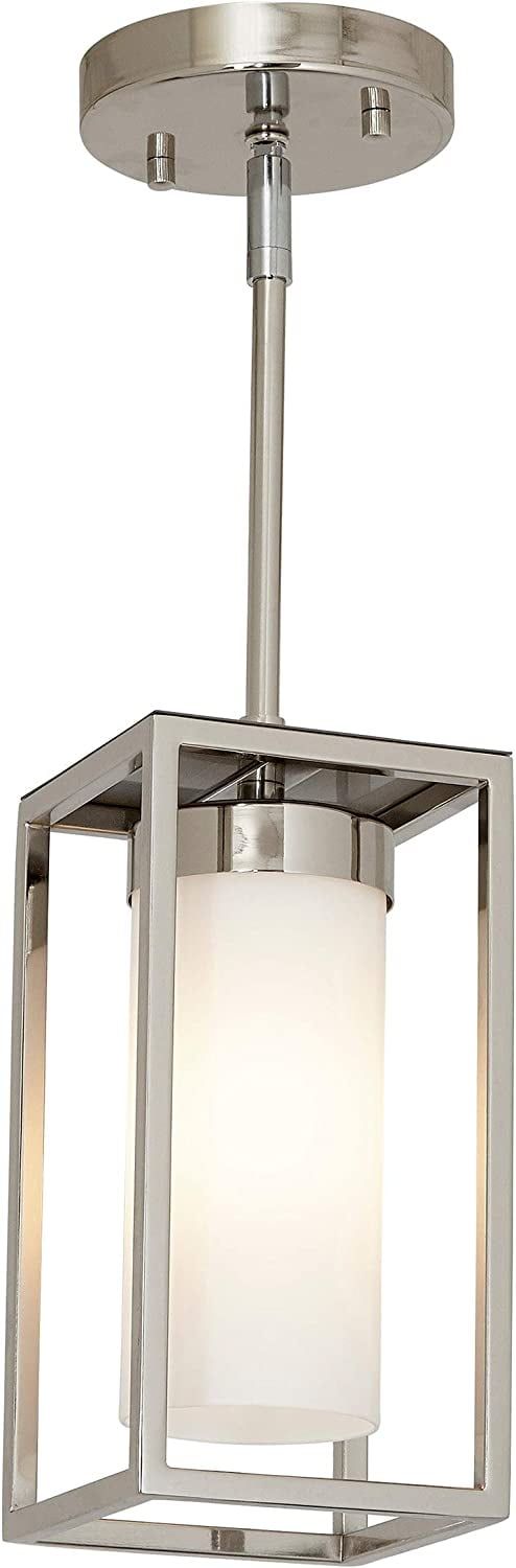 Polished Nickel Glass LED Box Pendant Light