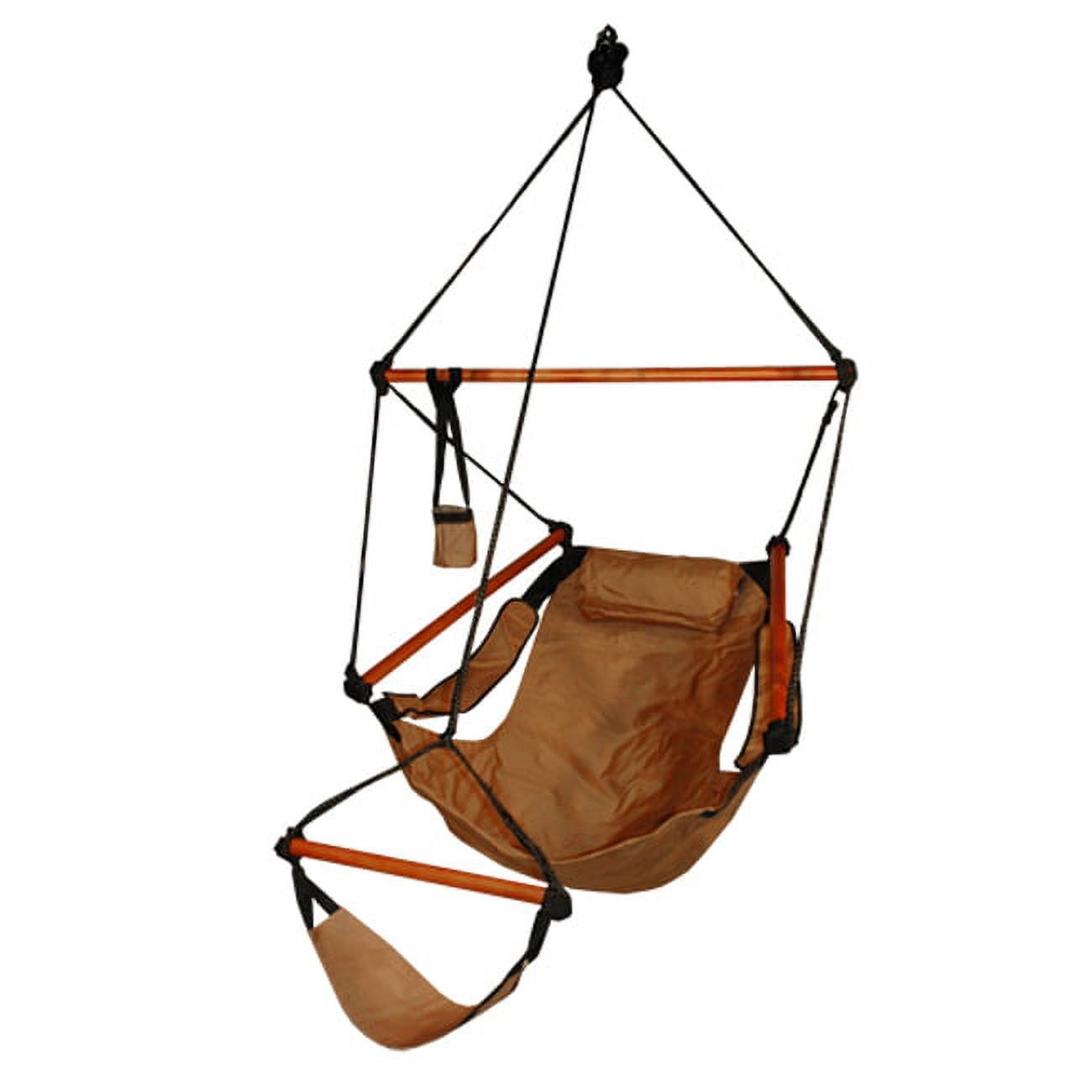 Natural Tan Zero-Gravity Hammock Chair with Hardwood Dowels