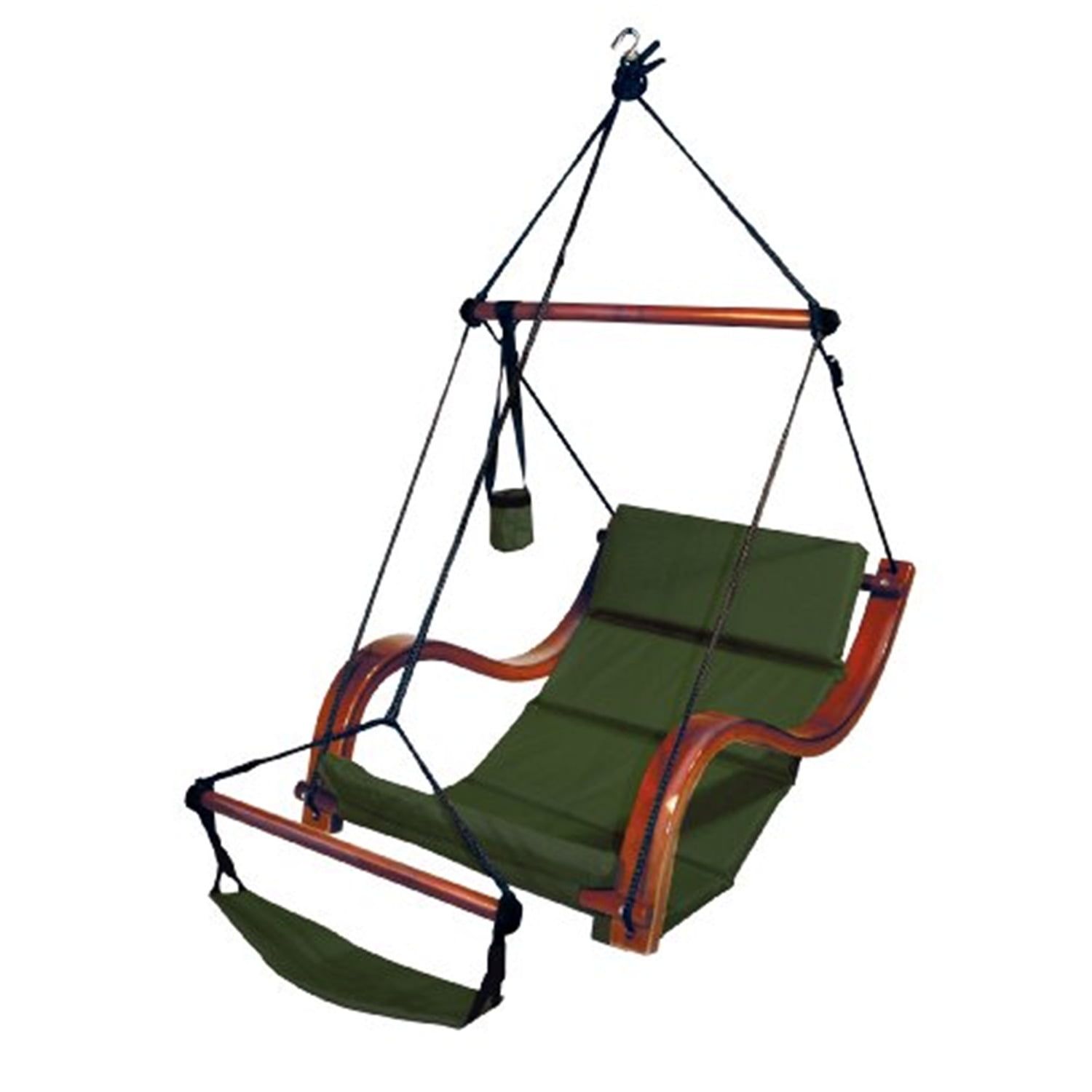 Hunter Green Hardwood and Polyester Hanging Lounge Chair