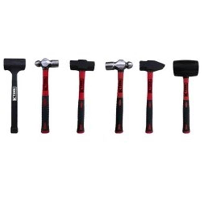 6 Piece Carbon-Steel Forged Hammer Set with Fiberglass Handles