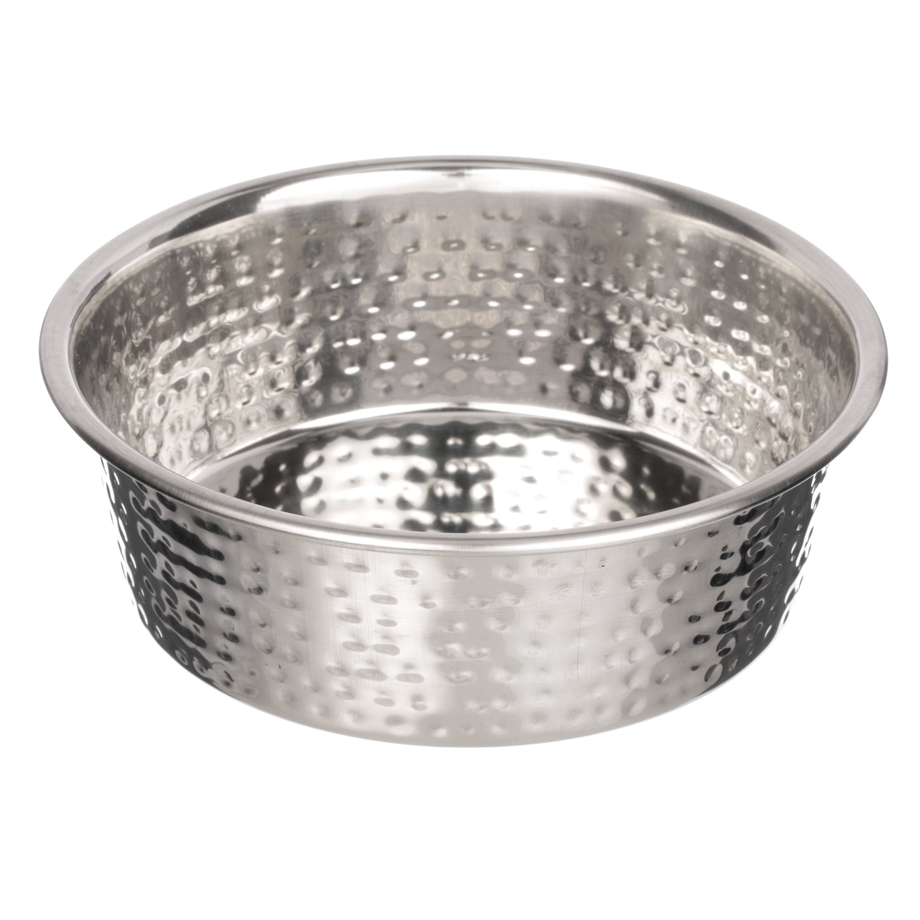 Hammered Stainless Steel Non-Skid Pet Bowl, 32 oz