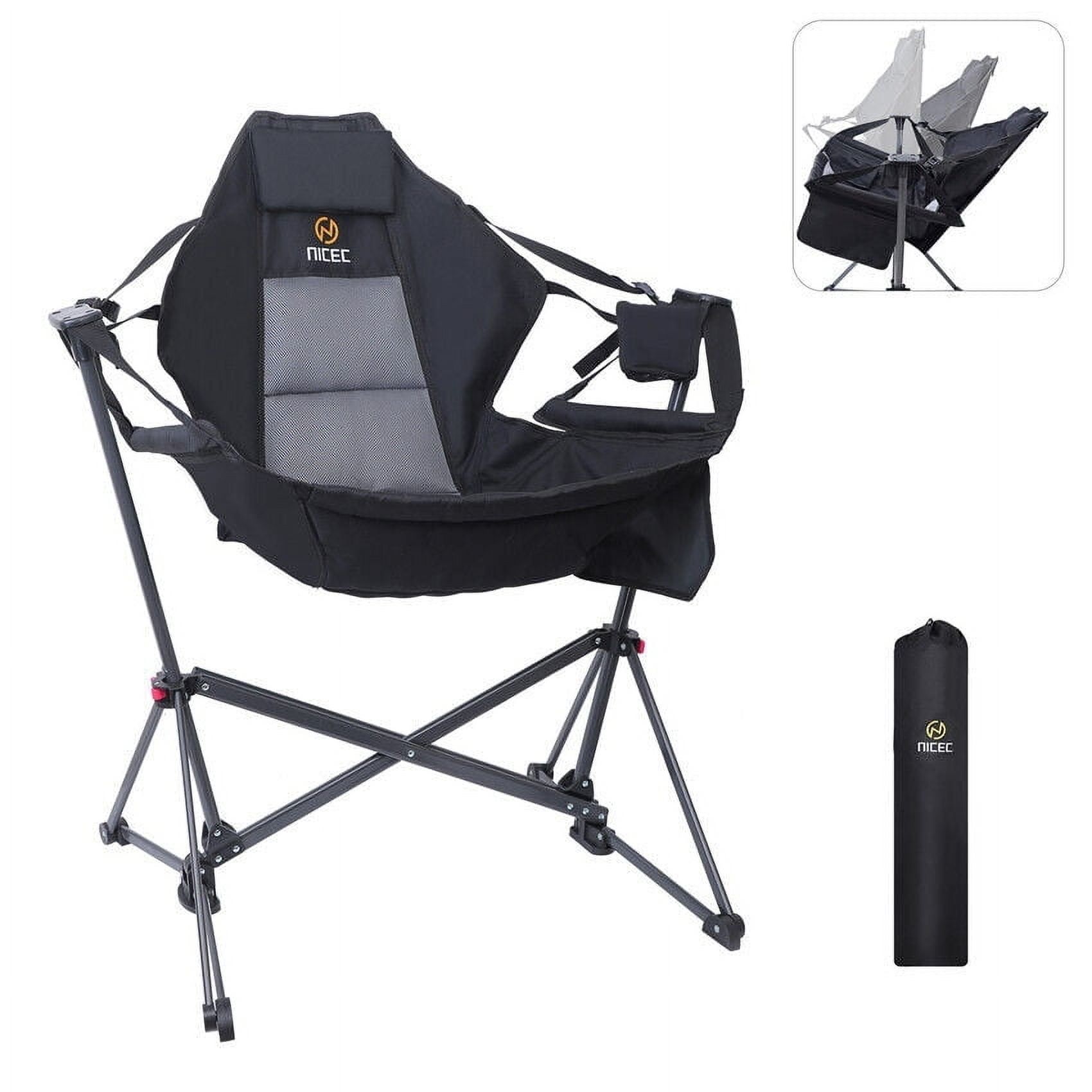 Black and Gray Folding Hammock Camping Chair with Stand