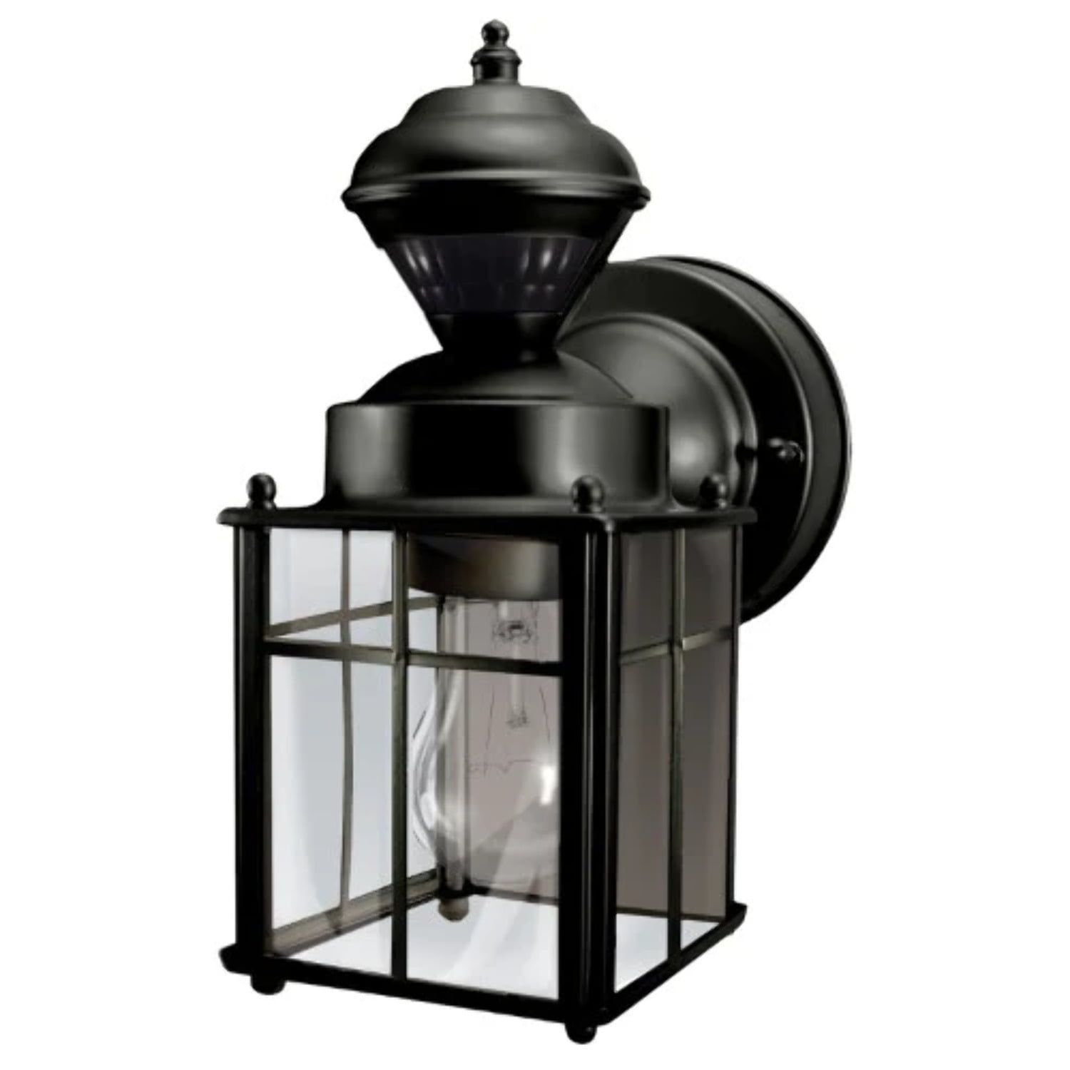 Bayside Black Metal Motion-Sensing Outdoor Wall Lantern Sconce