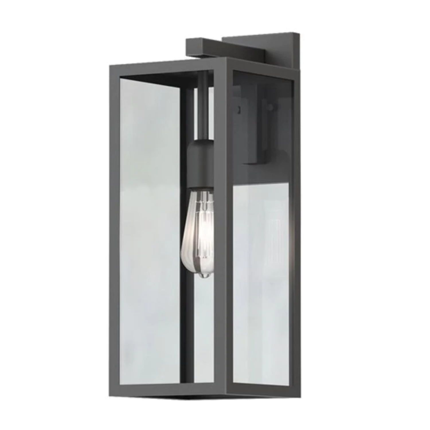 Matte Black Farmhouse Outdoor Wall Lantern with Clear Glass Shade