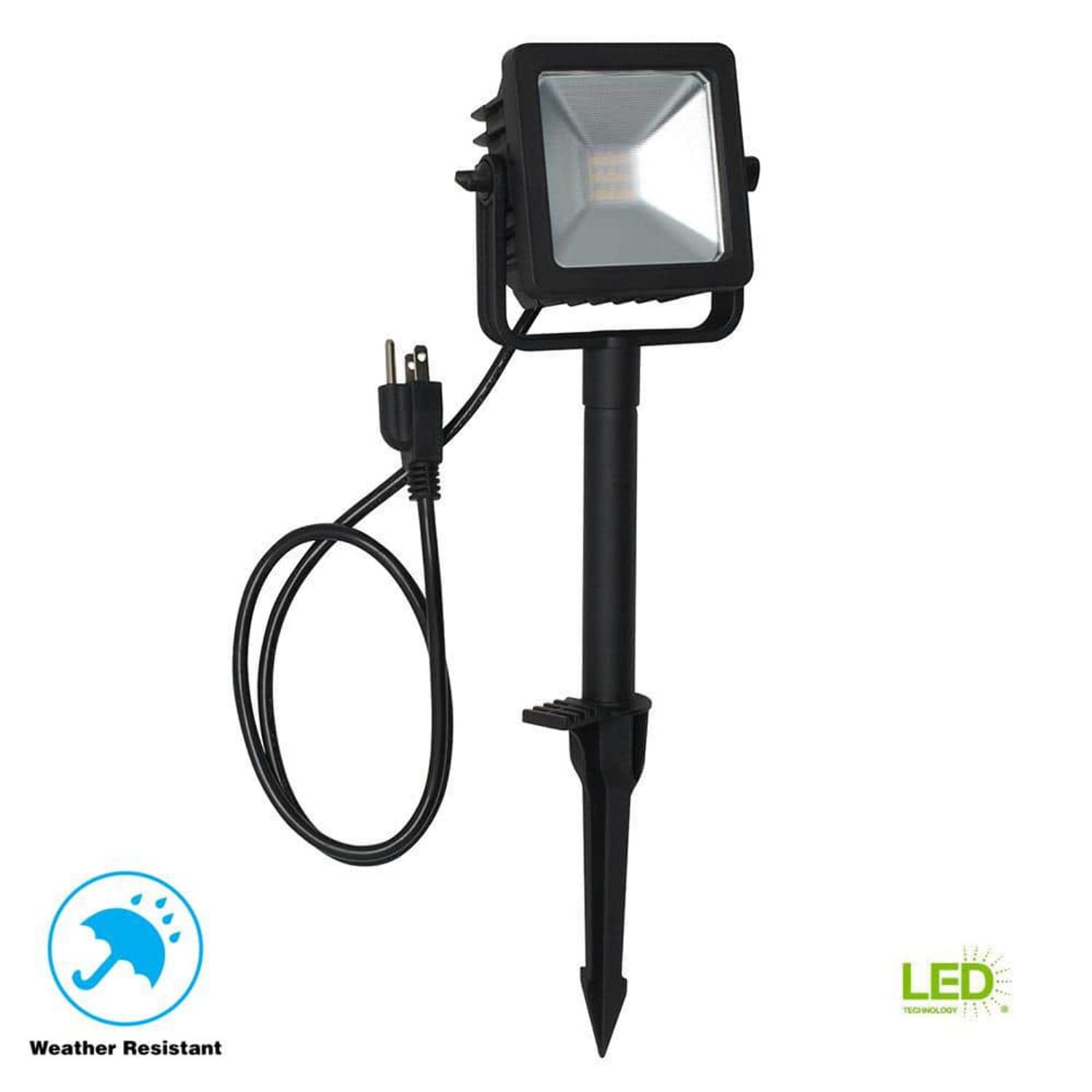 Black Aluminum Integrated LED Landscape Flood Light with Textured Glass