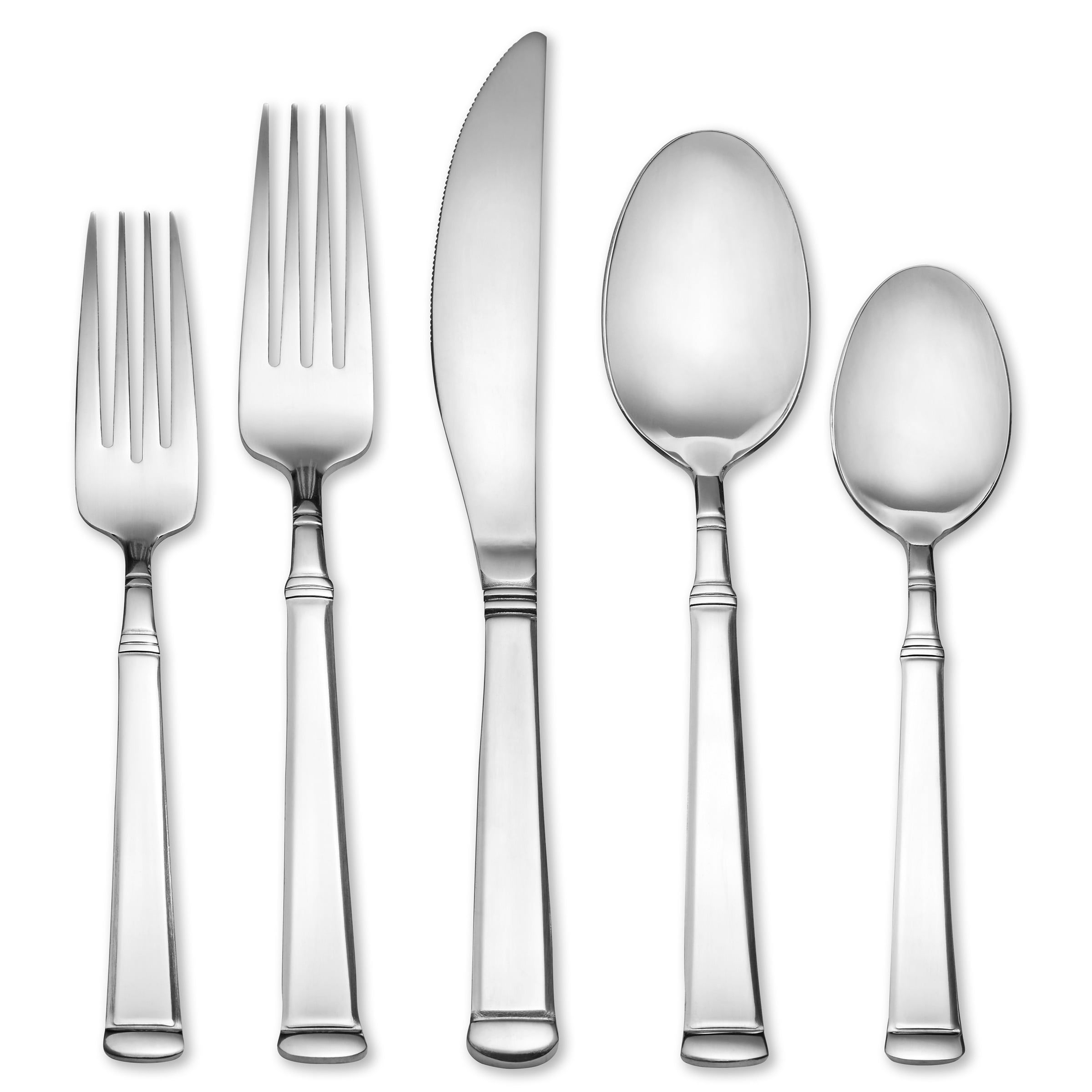 Avenue 20-Piece Stainless Steel Flatware Set with Banded Rim