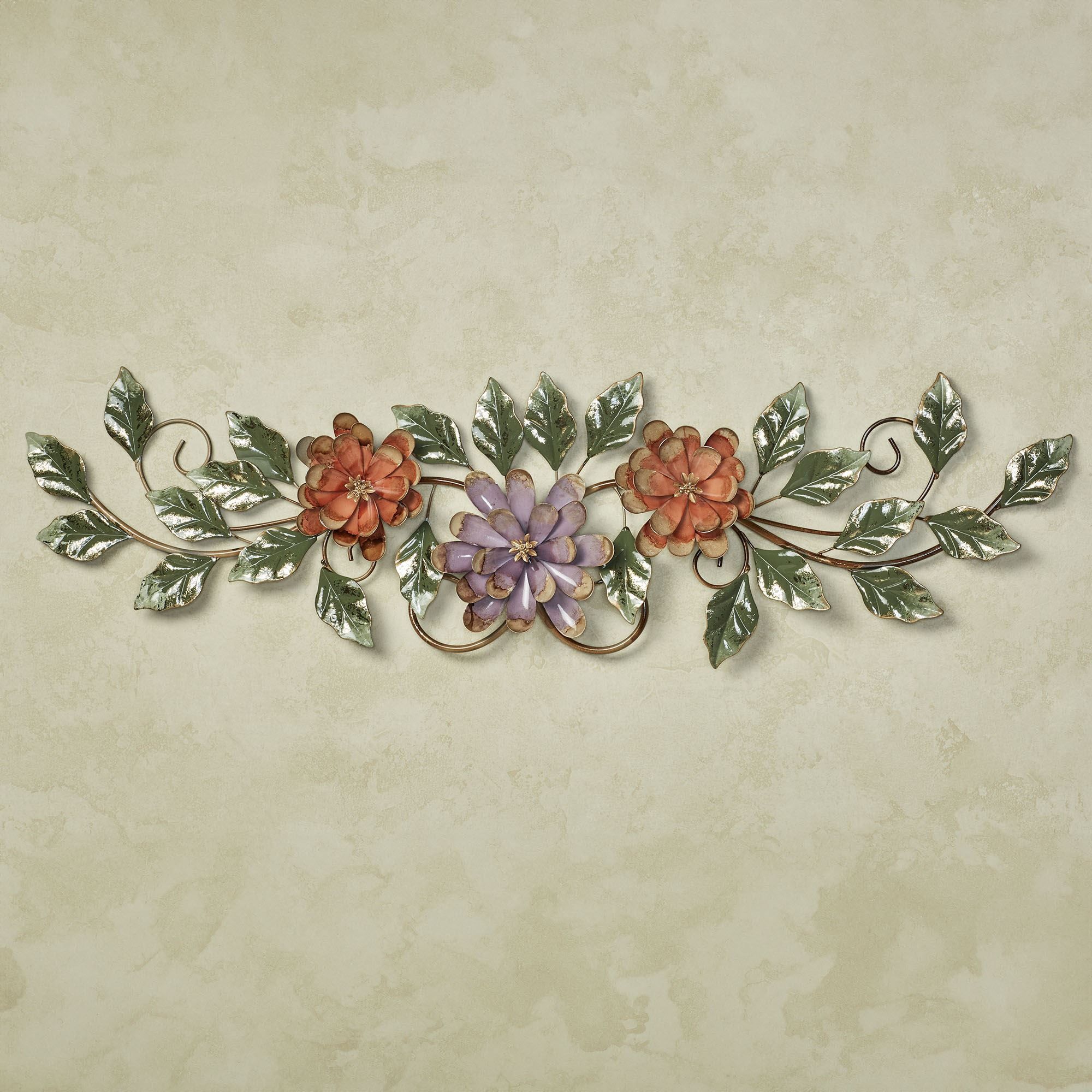 Hand-Finished Spring Grace II Floral Metal Wall Topper 37 x 10