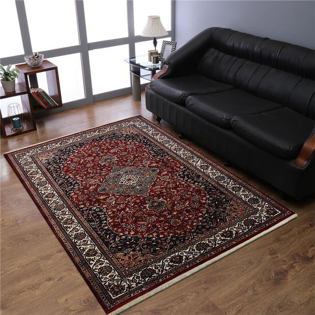 Elegant Red Oriental Hand-Knotted Wool Area Rug - 6'7" x 9'10"