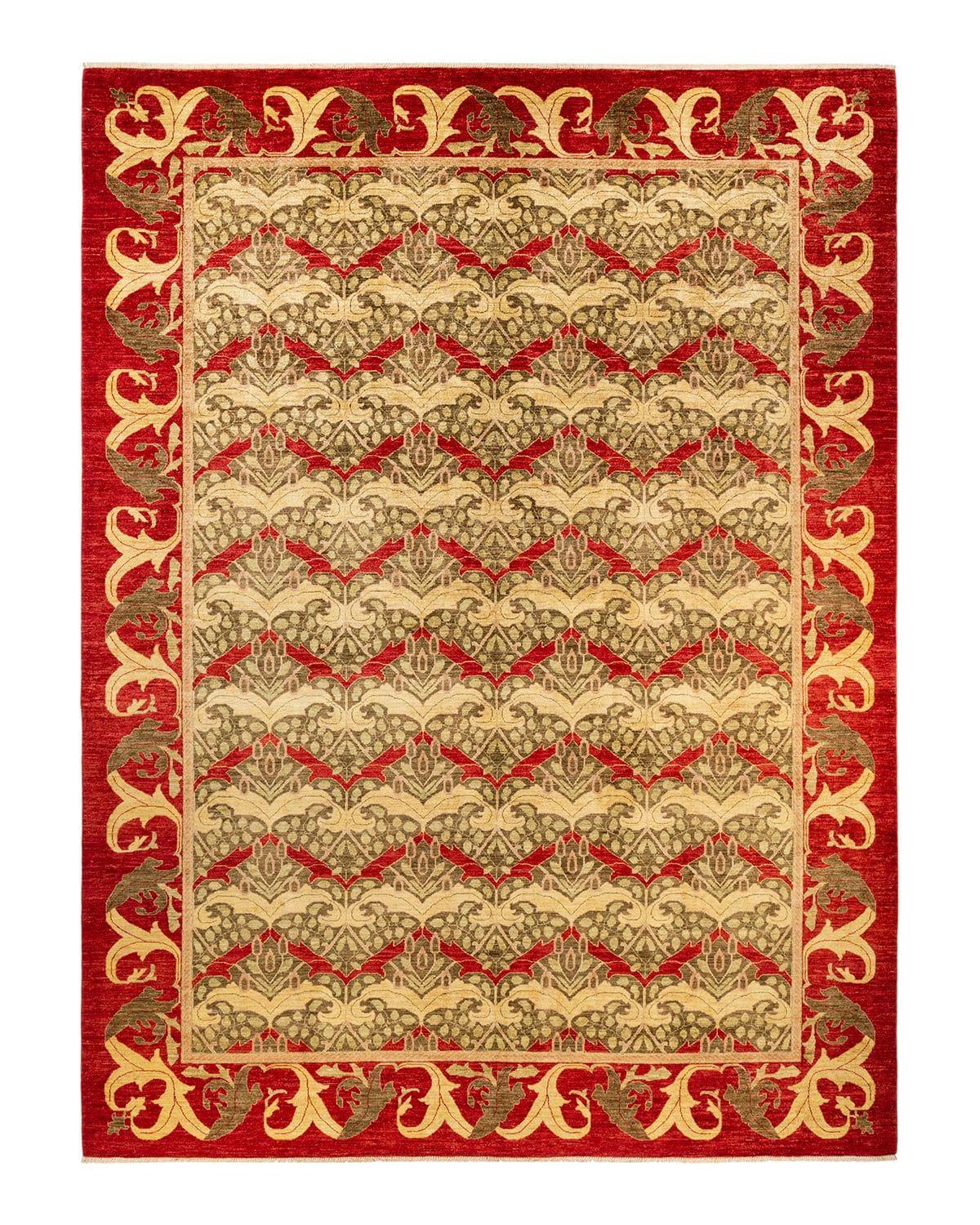 Harmony Red Wool 10' x 14' Hand-Knotted Area Rug