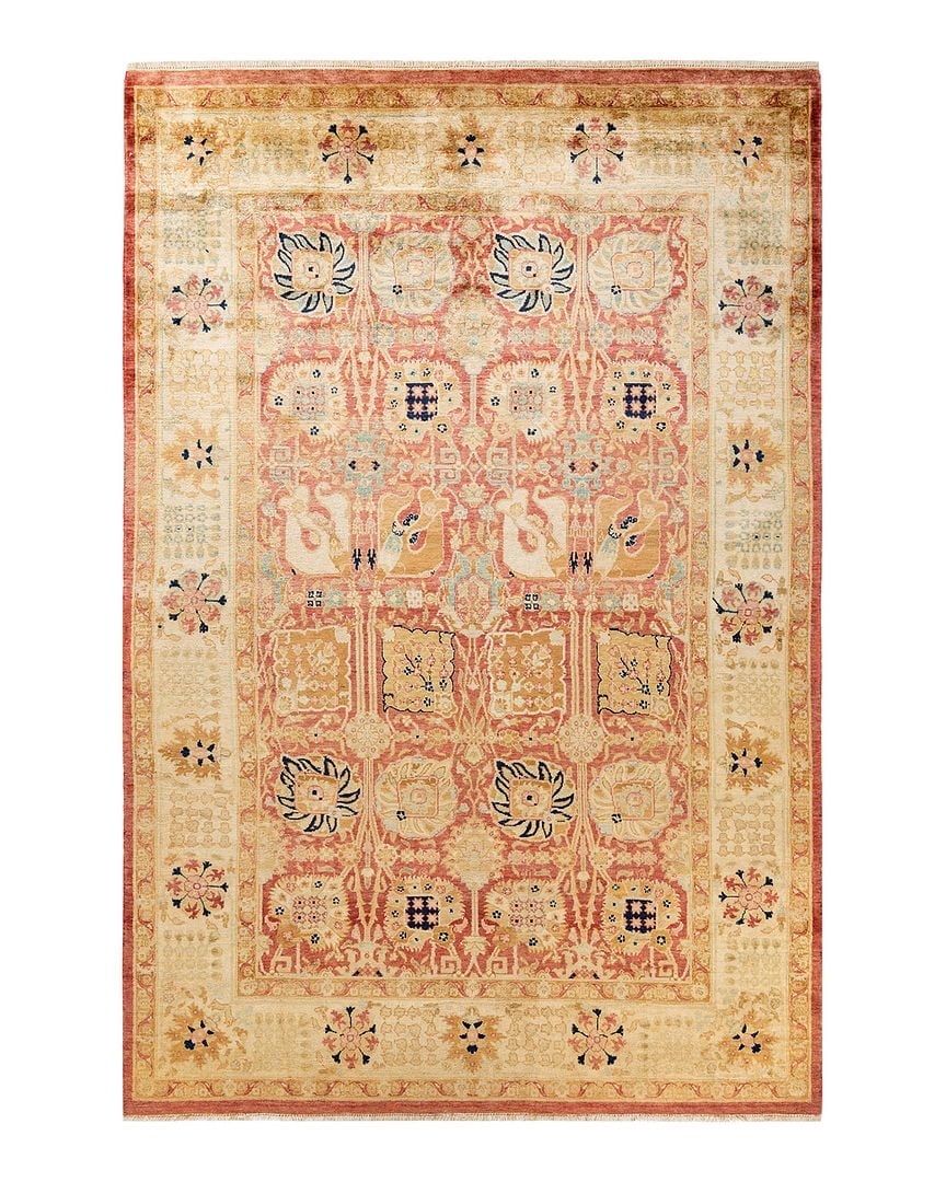 Hand-Knotted Ivory and Beige Wool Oriental Area Rug 4' x 6'