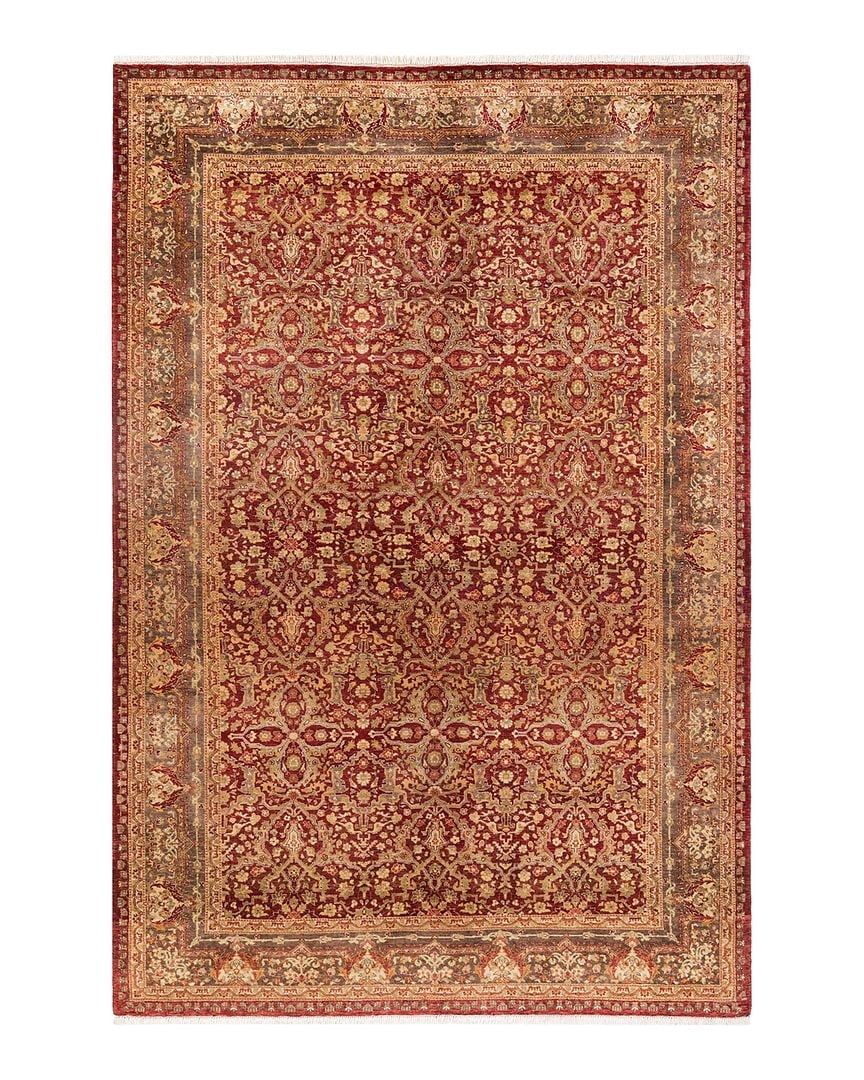 Hand-Knotted Red Wool Oriental Rectangular Area Rug