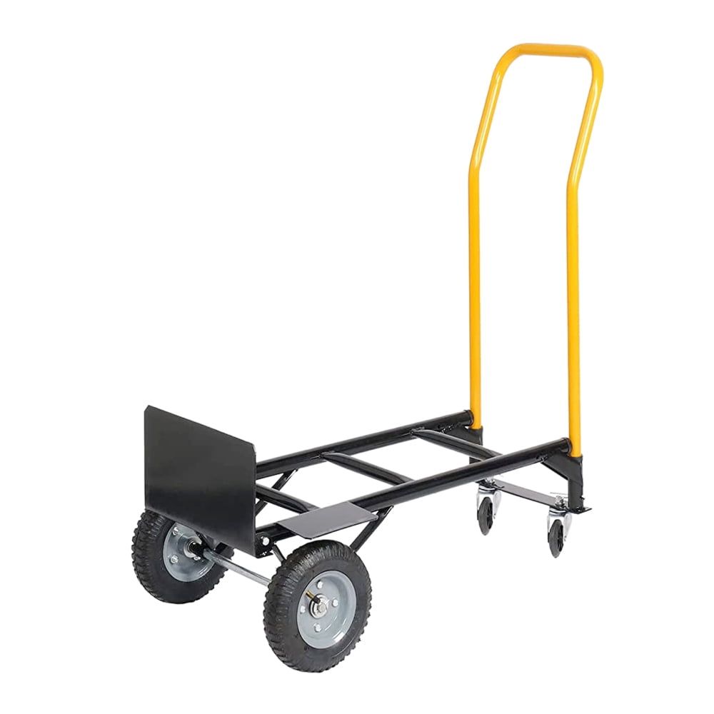 Black and Yellow Steel 2-Wheel Hand Truck with Solid Rubber Wheels