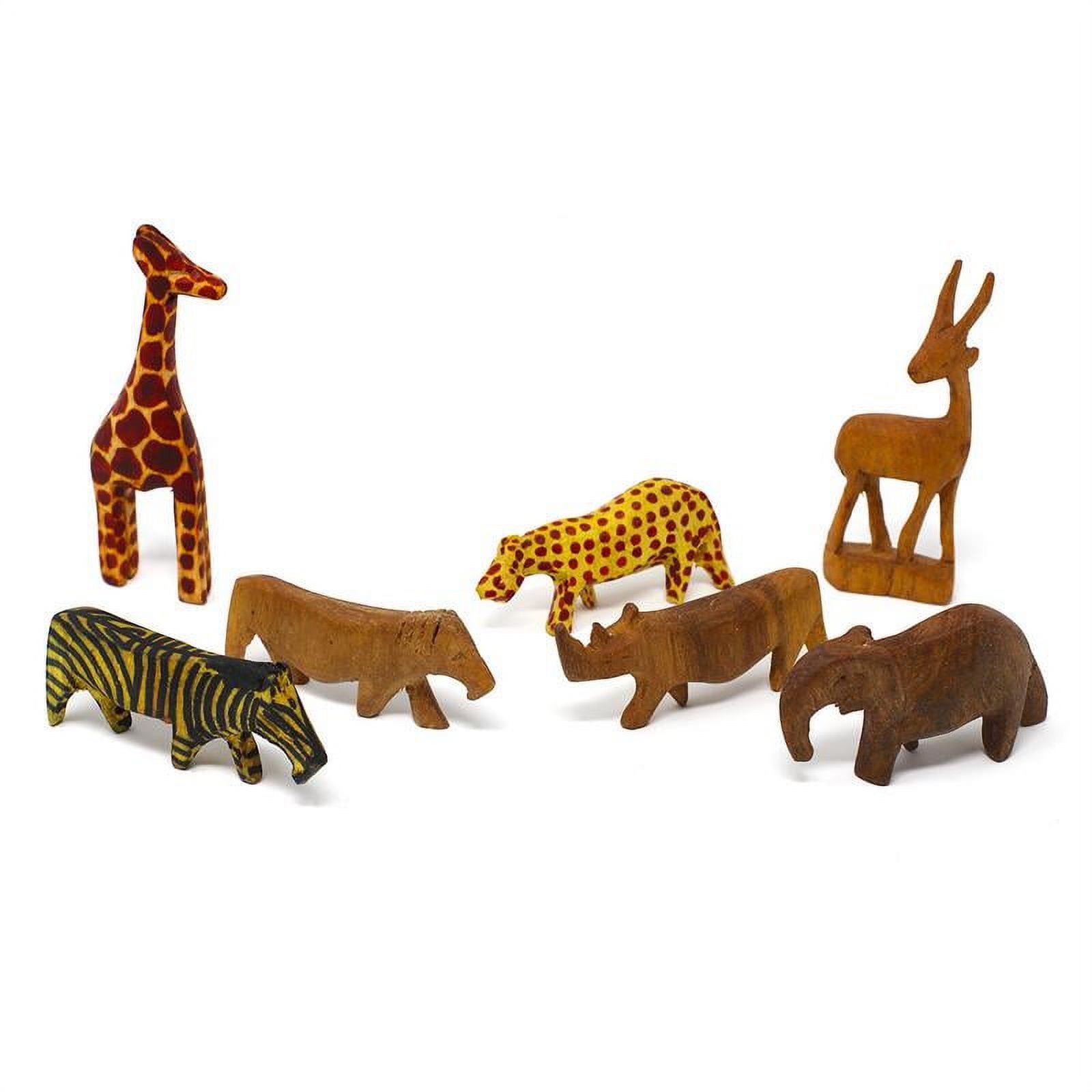 Handcarved Medium Wood Miniature Safari Animal Set