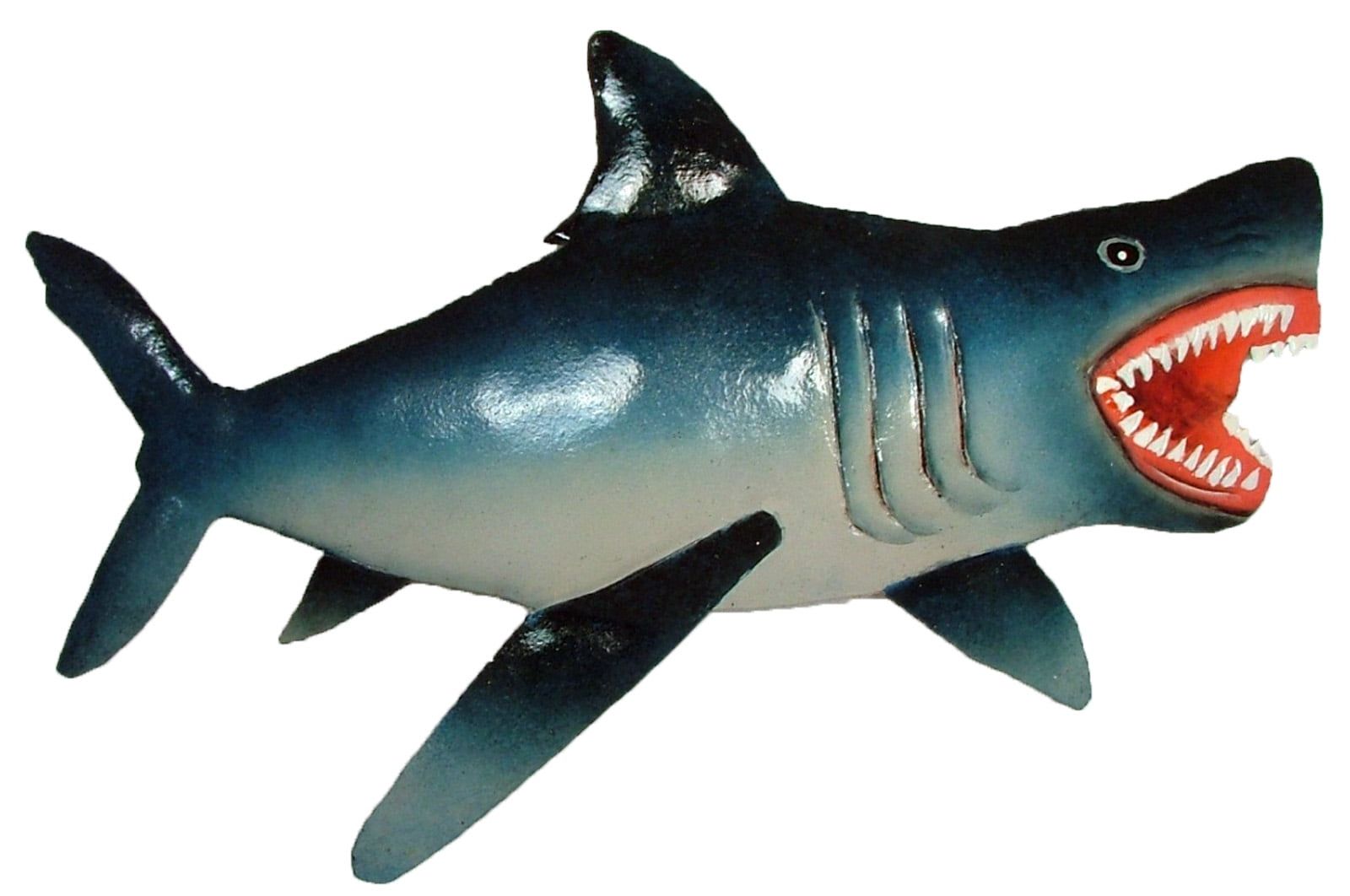 Handcrafted Blue Metal Shark Wall Decor for Outdoors