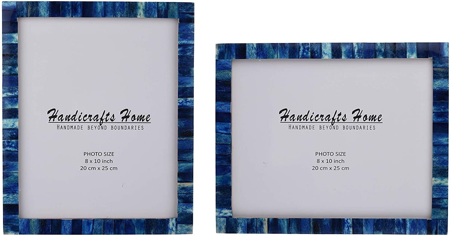 Handcrafted Blue Bone Inlay 8x10 Picture Frames Pack of 2