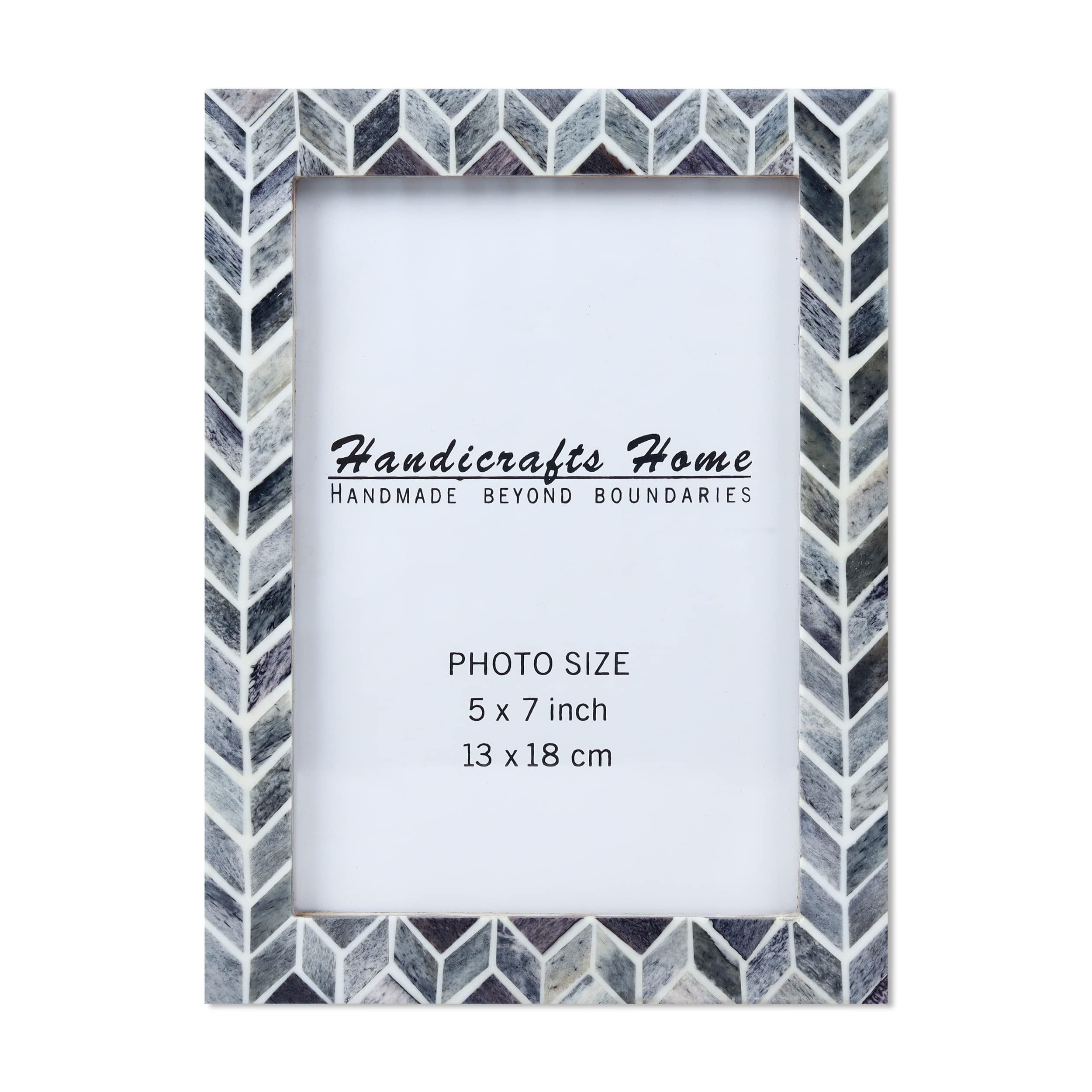 5x7 Smoke Grey-White Bone Inlay Picture Frame